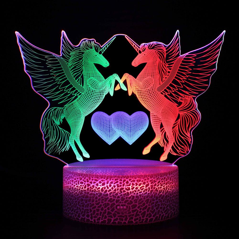 Unicorn Hearts Illusion Lamp-3D Optical Lamp