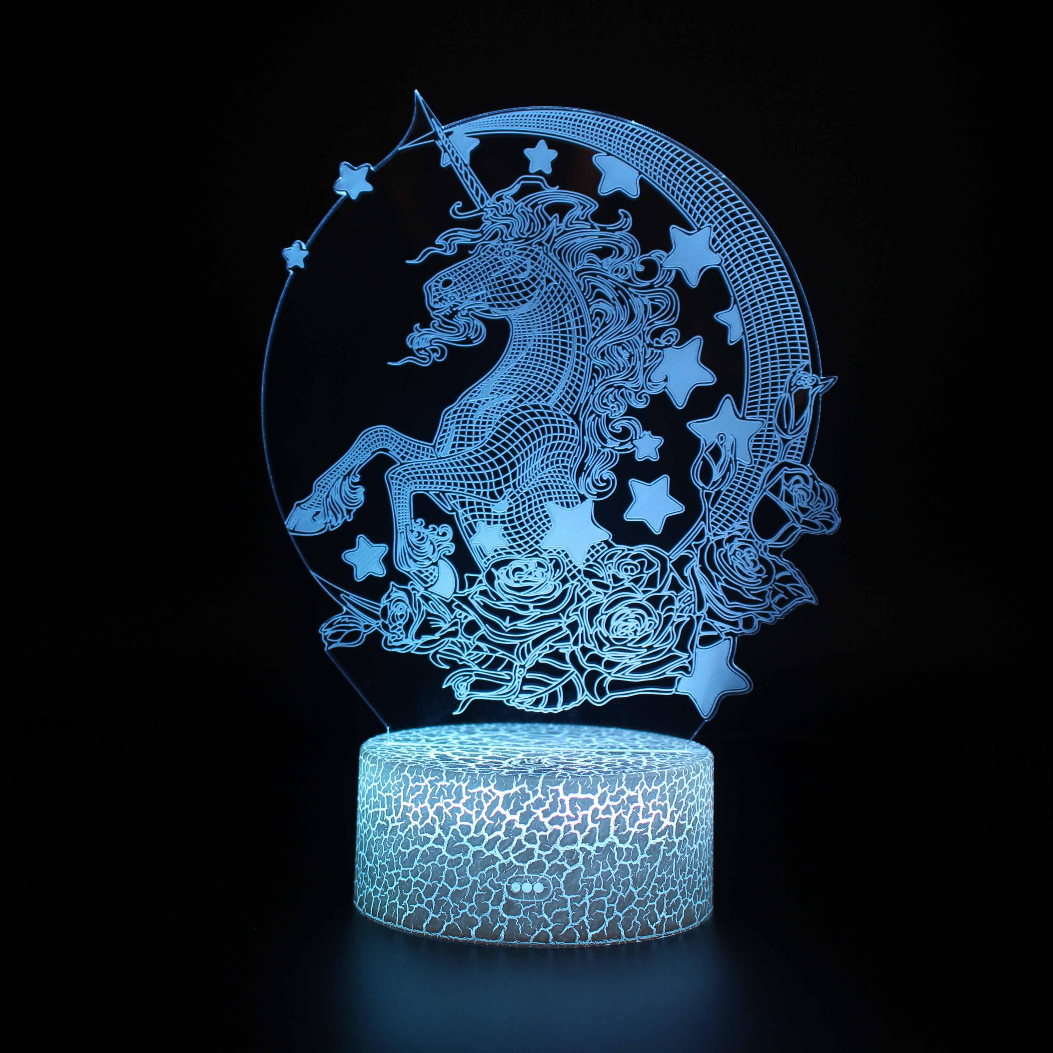 Abstract Unicorn Stars Lamp A Magical Glow for Every Room-3D Optical Lamp