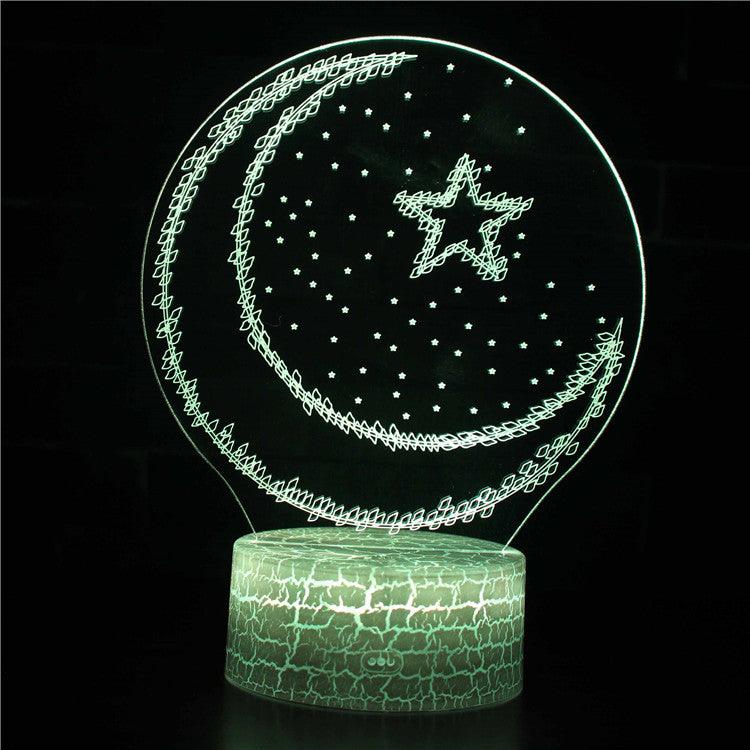 Crescent Moon & Star 3D Optical Illusion Lamp-3D Optical Lamp
