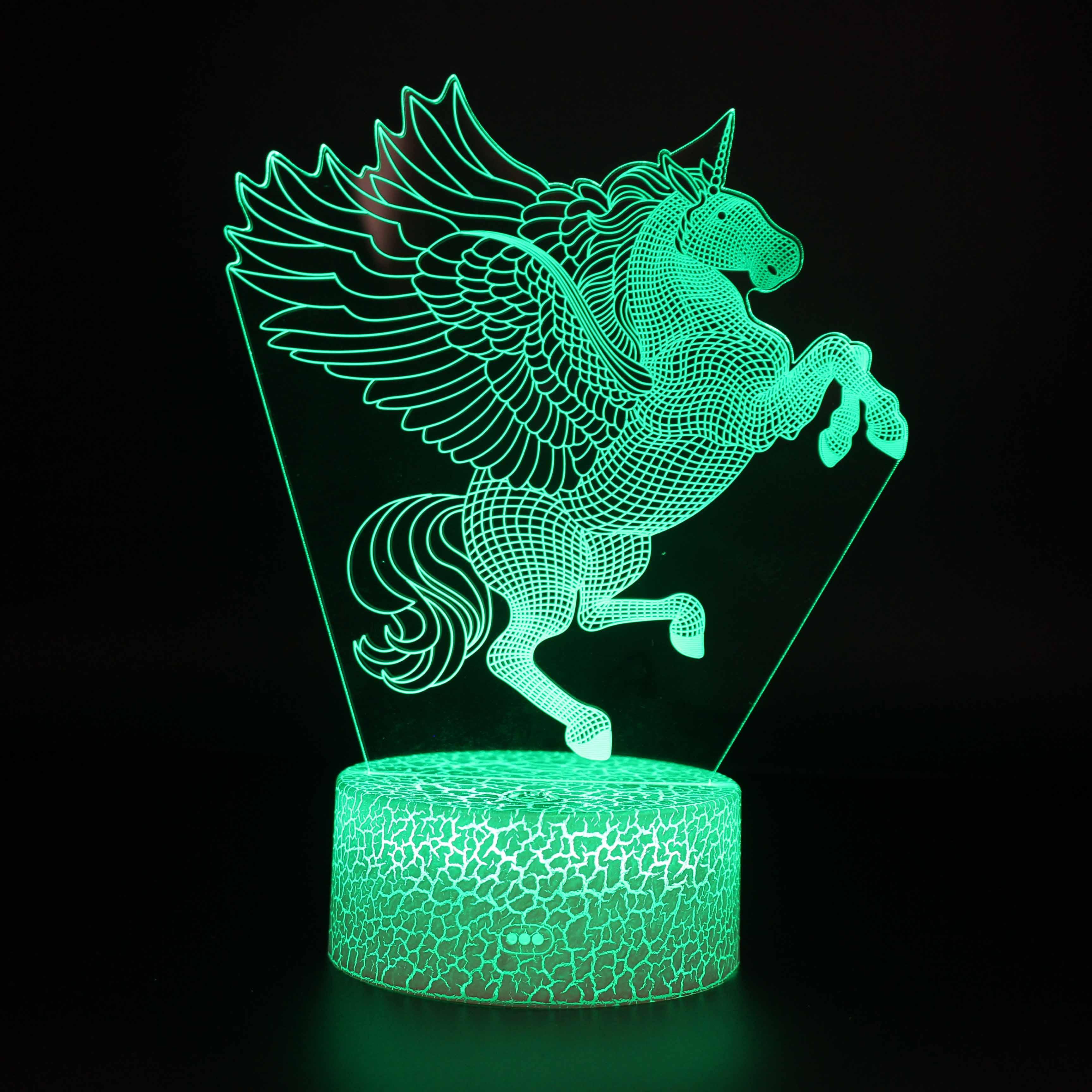 Abstract Green Unicorn Lamp Magical 3D Optical Illusion Light-3D Optical Lamp