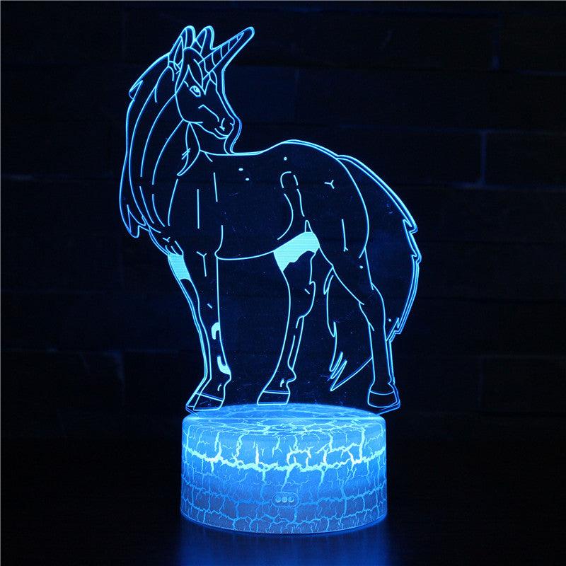 Abstract Light Blue Unicorn Optical Illusion Lamp - 3D Optical Lamp