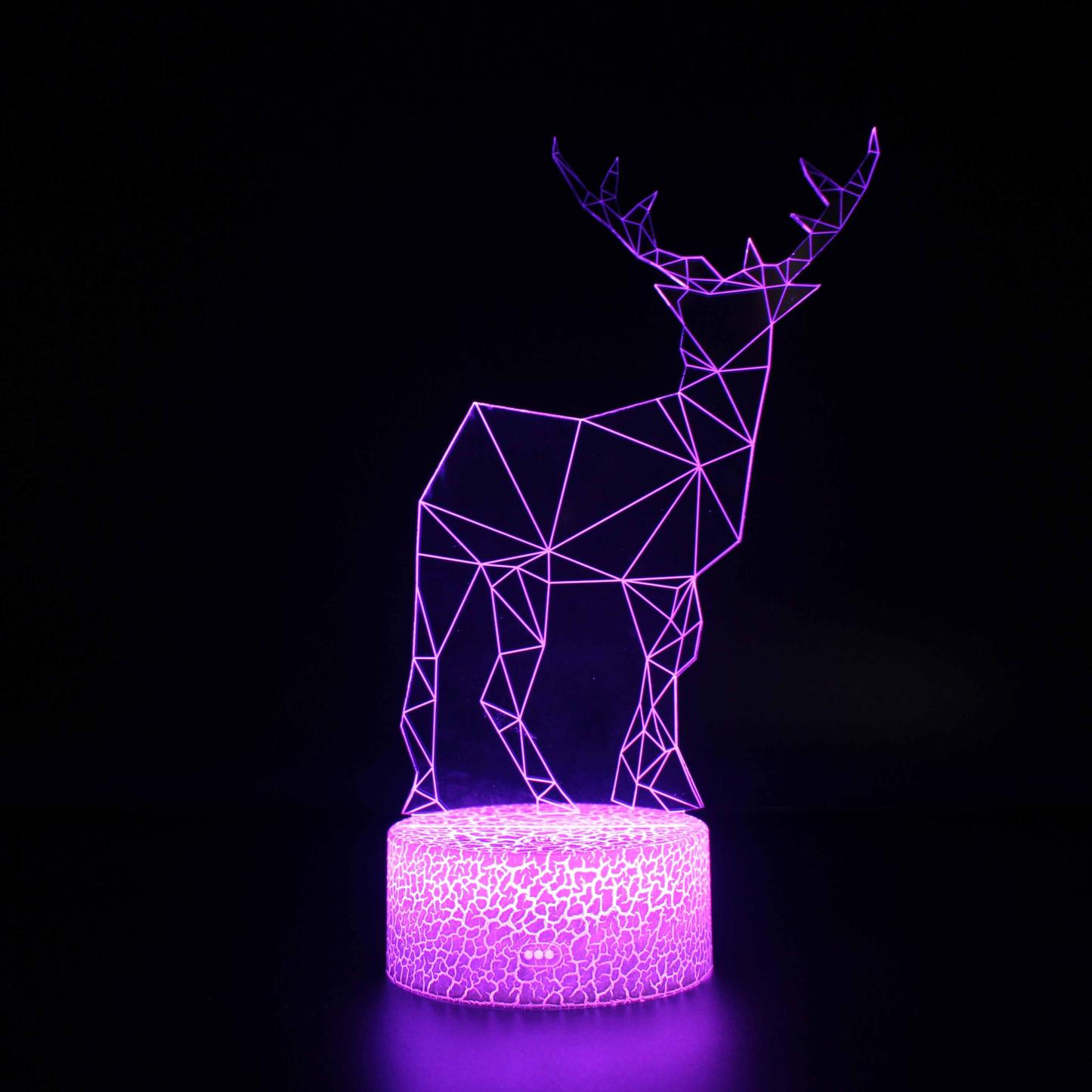 Christmas Reindeer 3D Lamp A Whimsical Holiday Glow-3D Optical Lamp