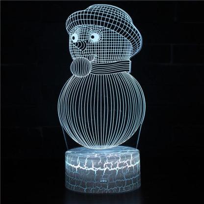 Christmas Snowman 3D Optical Illusion Lamp - 3D Optical Lamp