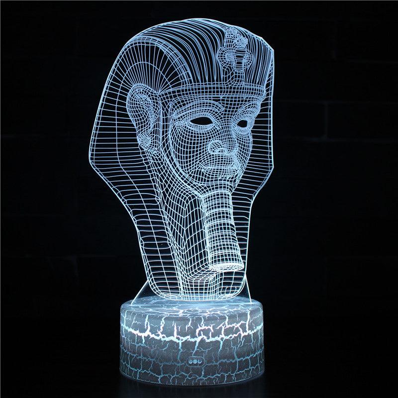 Halloween Pharaoh Head 3D Optical Illusion Lamp-3D Optical Lamp