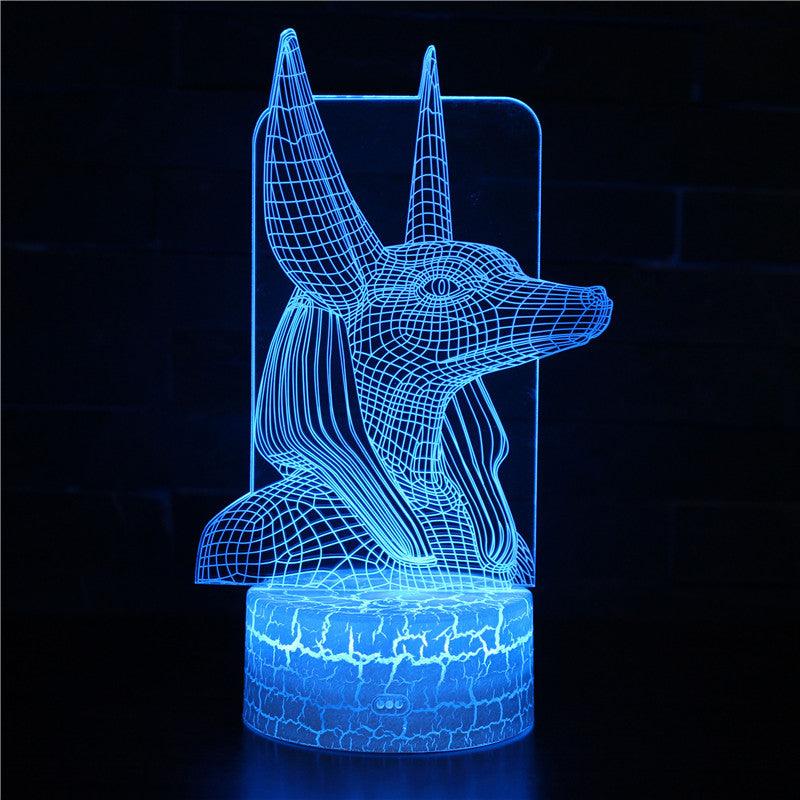 Halloween Pharaoh Head 3D Optical Illusion Lamp-3D Optical Lamp