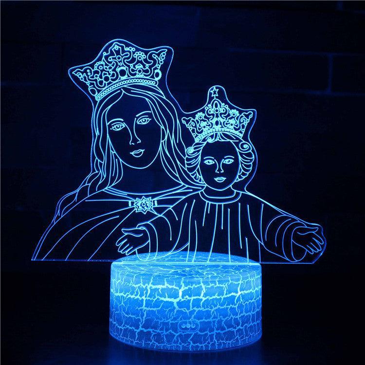 Virgin Mary & Baby Jesus 3D Optical Illusion Lamp-3D Optical Lamp