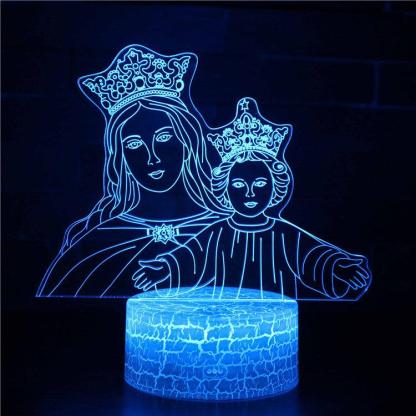 Virgin Mary & Baby Jesus 3D Optical Illusion Lamp-3D Optical Lamp