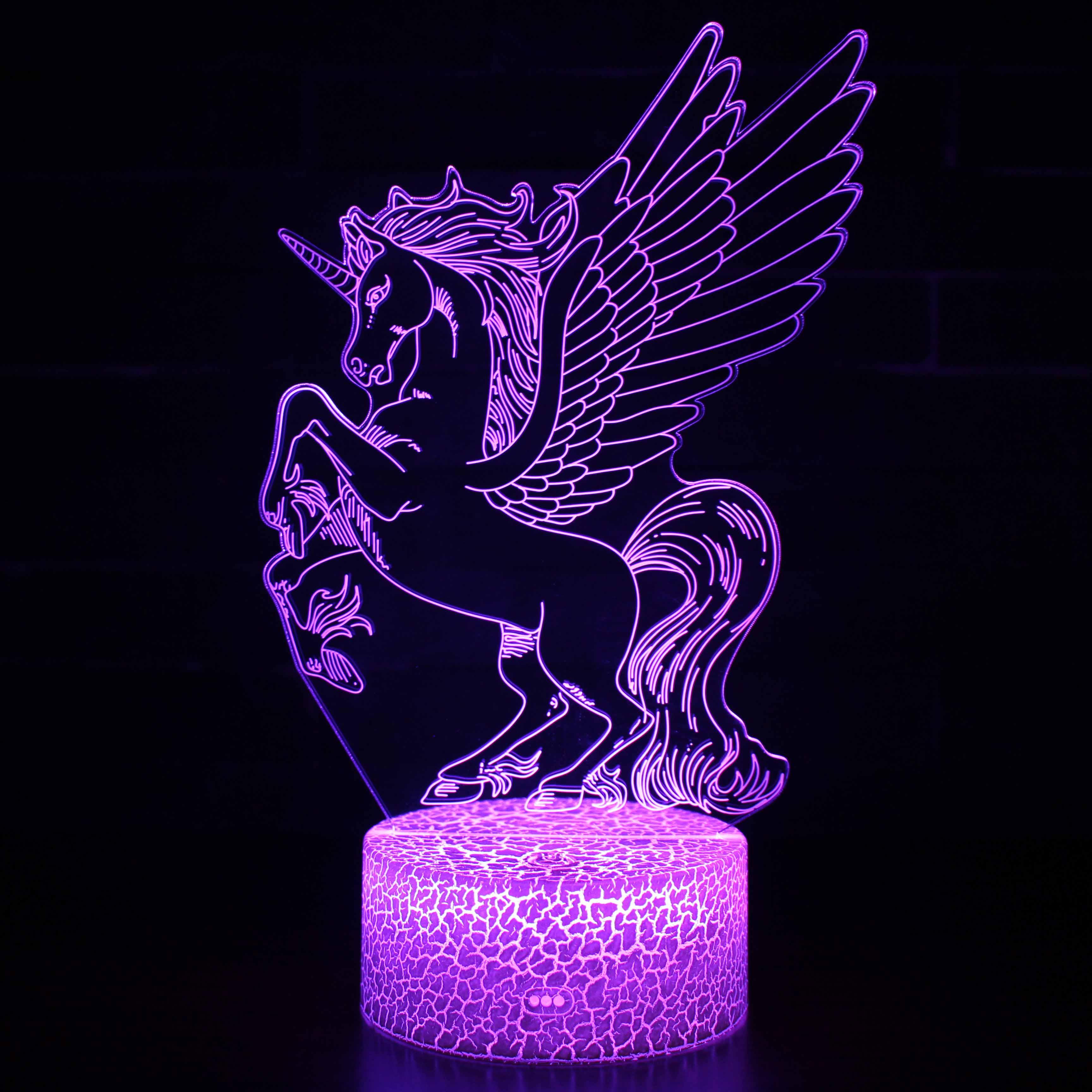 Unicorn Optical Illusion USB Lamp With Touch and Remote Control-3D Optical Lamp