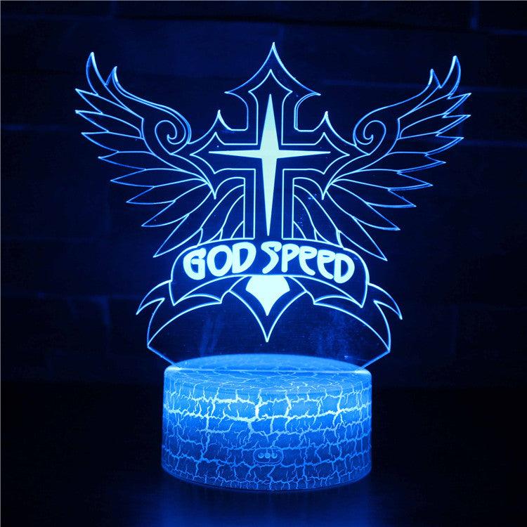 God Speed Cross 3D Optical Illusion Lamp-3D Optical Lamp