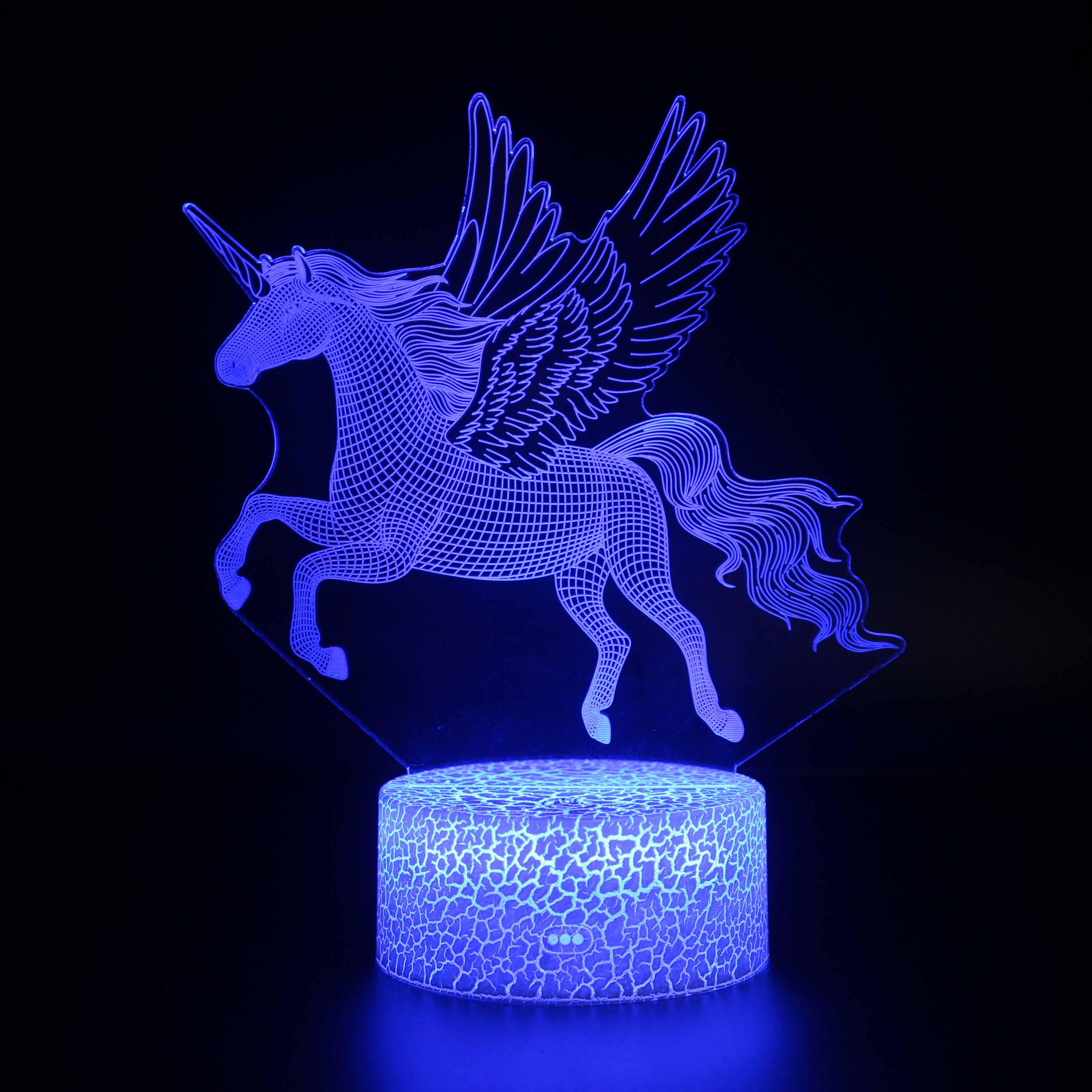 Abstract Unicorn Optical Illusion Lamp 7 Colors and Touch Control-3D Optical Lamp