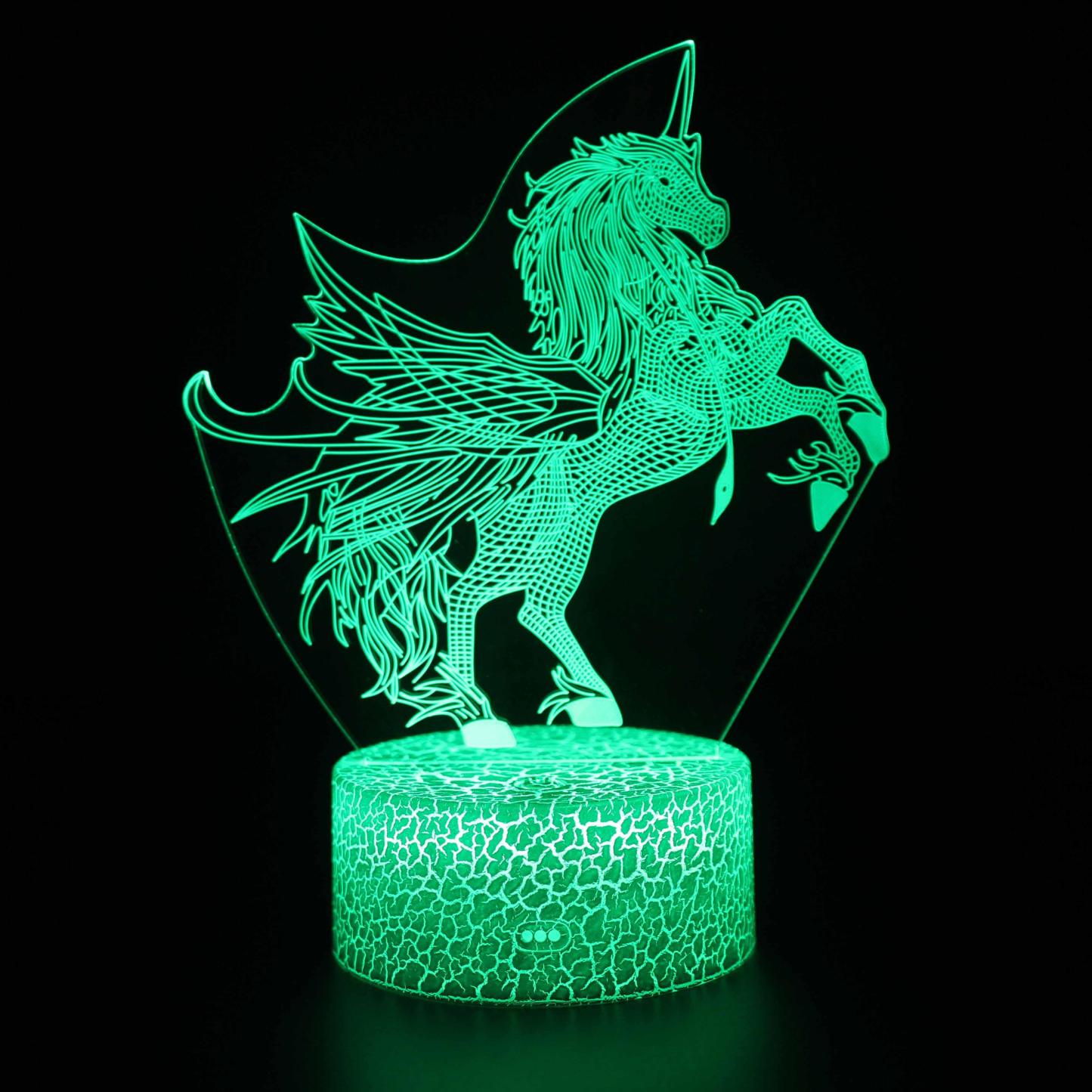 Abstract Light Green Unicorn Optical Illusion Lamp - 3D Optical Lamp