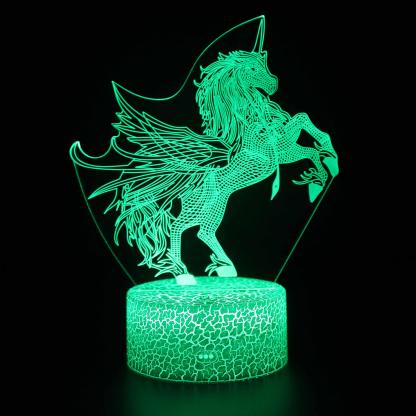 Abstract Light Green Unicorn Optical Illusion Lamp - 3D Optical Lamp