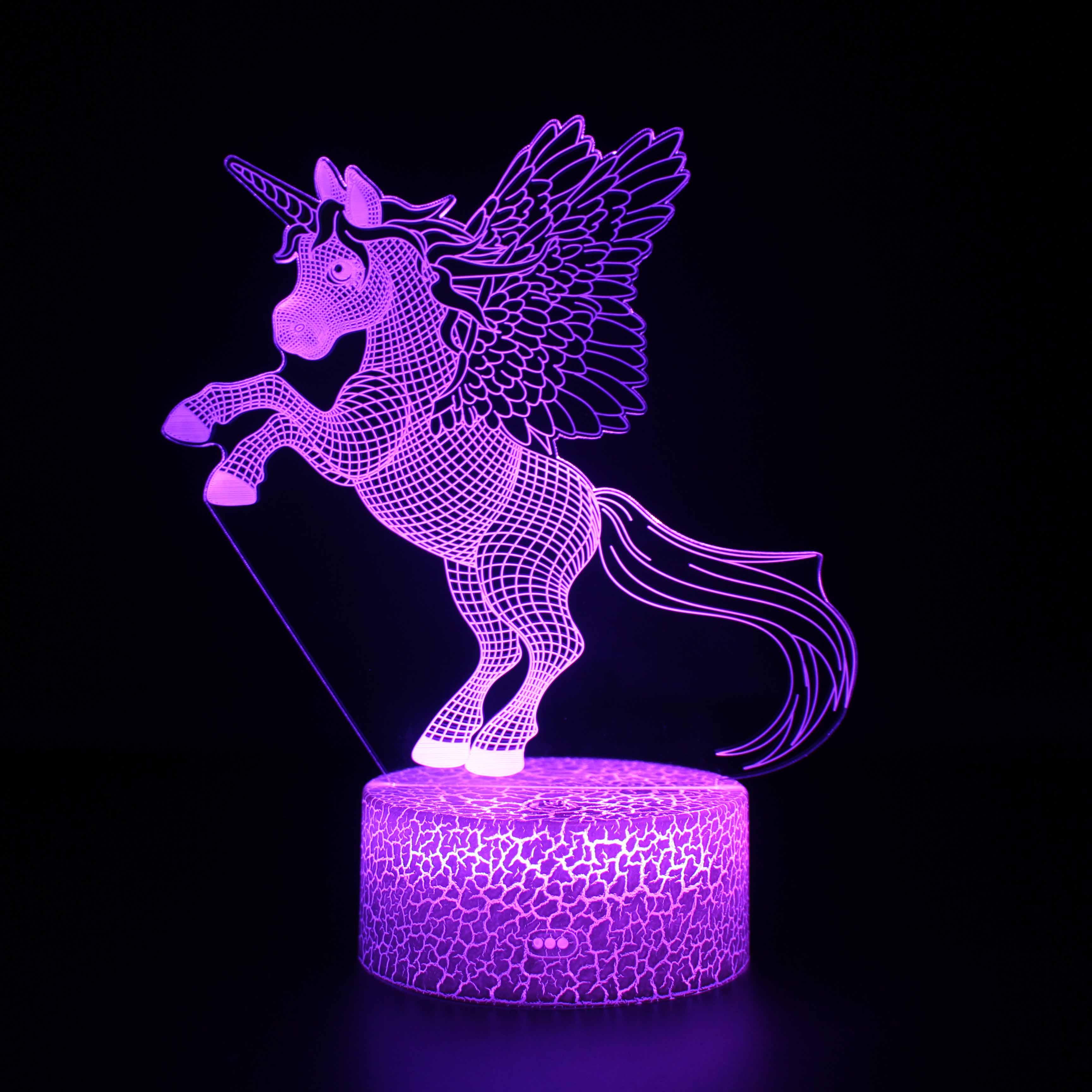 Baby Unicorn Optical Illusion Lamp with Touch and Remote Control LED-3D Optical Lamp