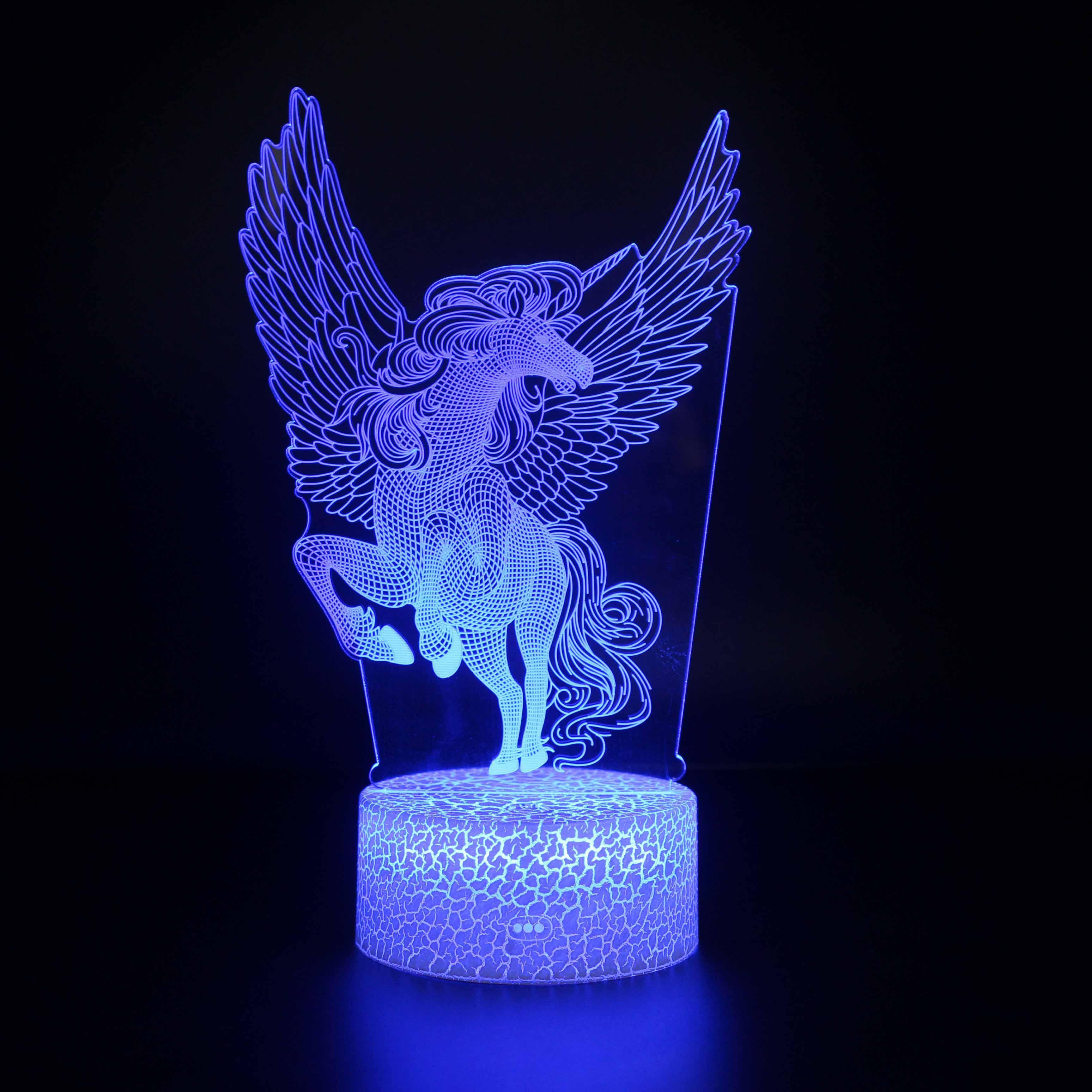 Blue Unicorn 3D Optical Lamp with Color Changing LED-3D Optical Lamp