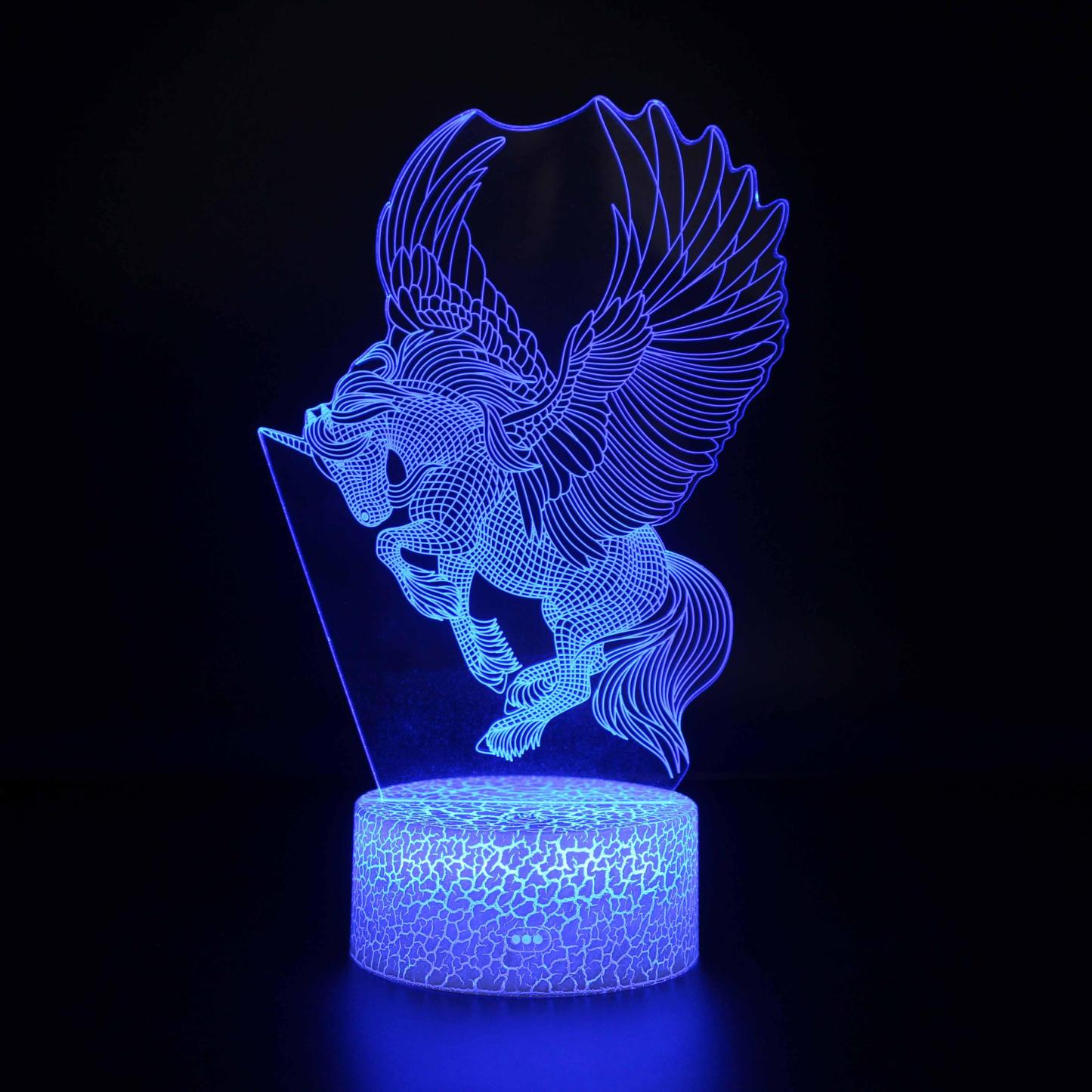 Abstract Beautiful Flying Unicorn Optical Illusion Lamp - 3D Optical Lamp