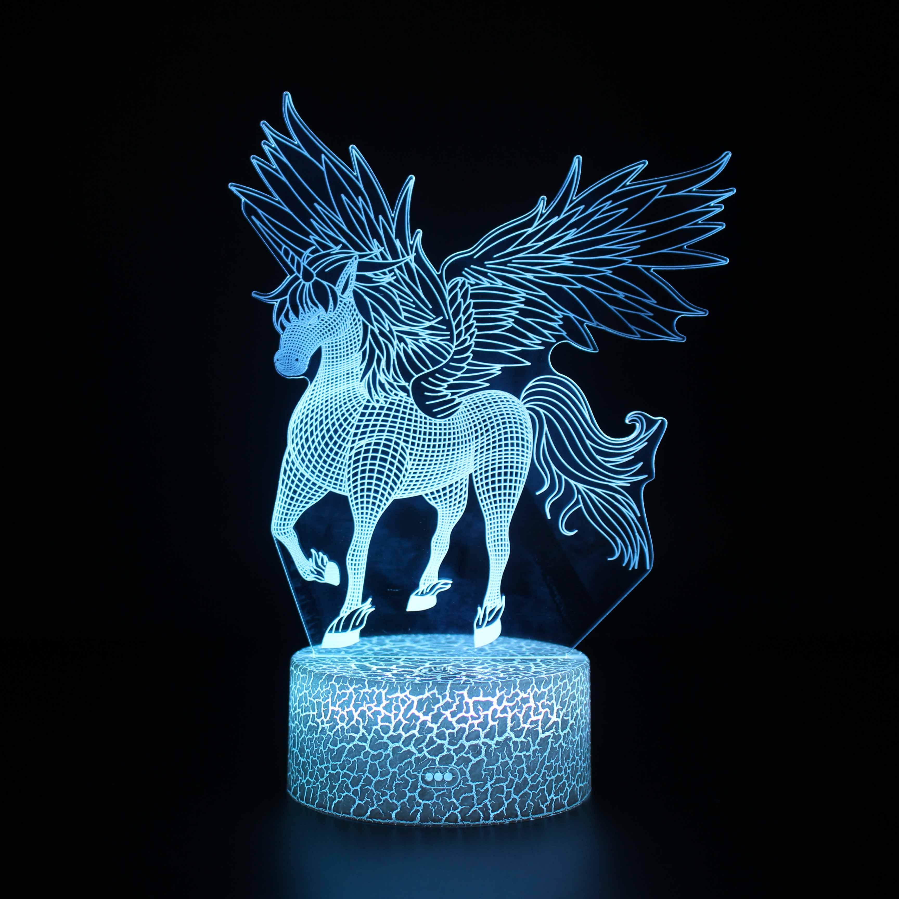 Unicorn Optical Illusion Lamp with Touch and Remote LED Control-3D Optical Lamp