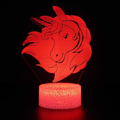 Abstract Beautiful Red Unicorn Optical Illusion Lamp - 3D Optical Lamp