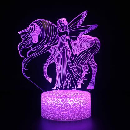 Abstract Unicorn With Fairy Optical Illusion Lamp - 3D Optical Lamp