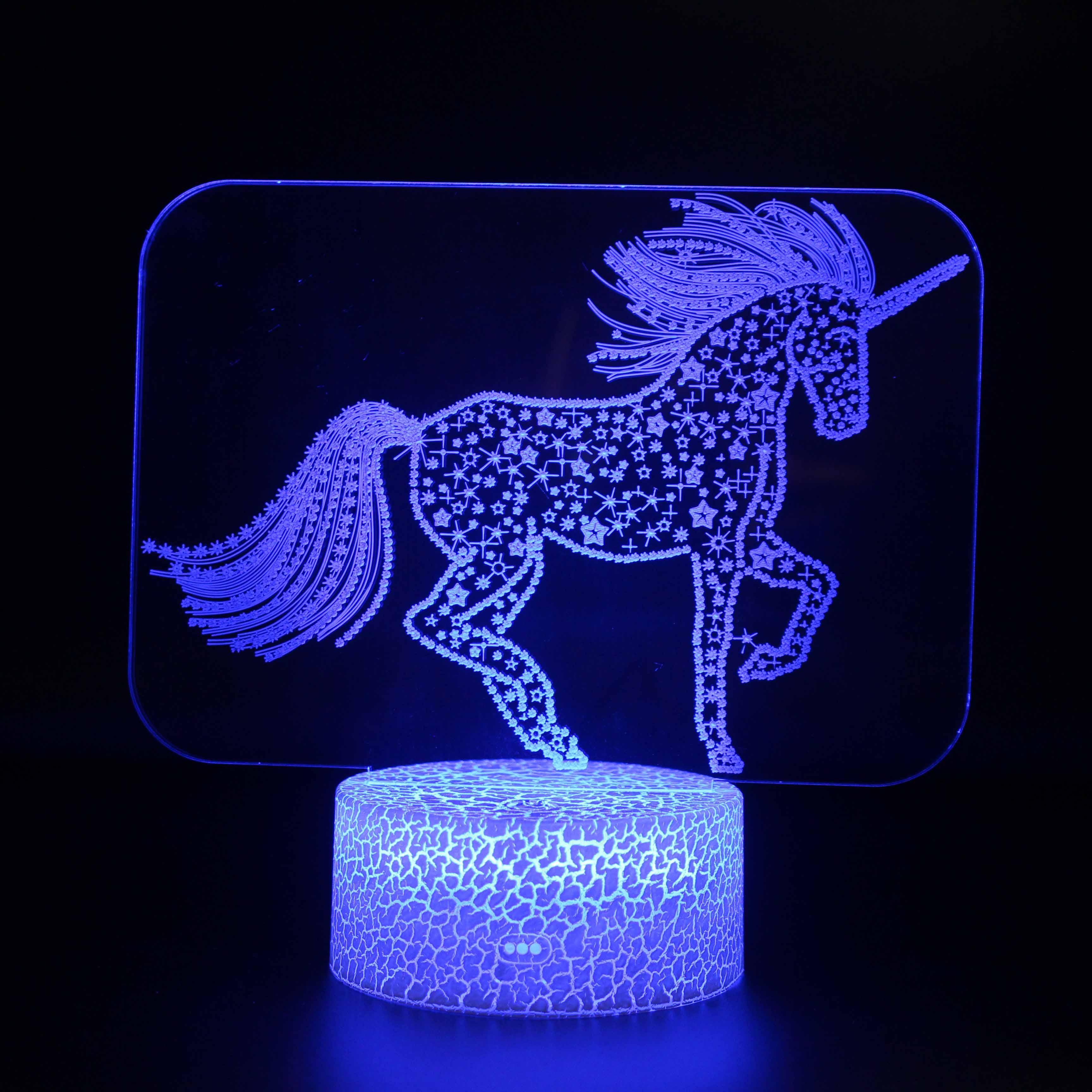 Galaxy Unicorn Optical Illusion Lamp with 16 Color LED Lighting-3D Optical Lamp