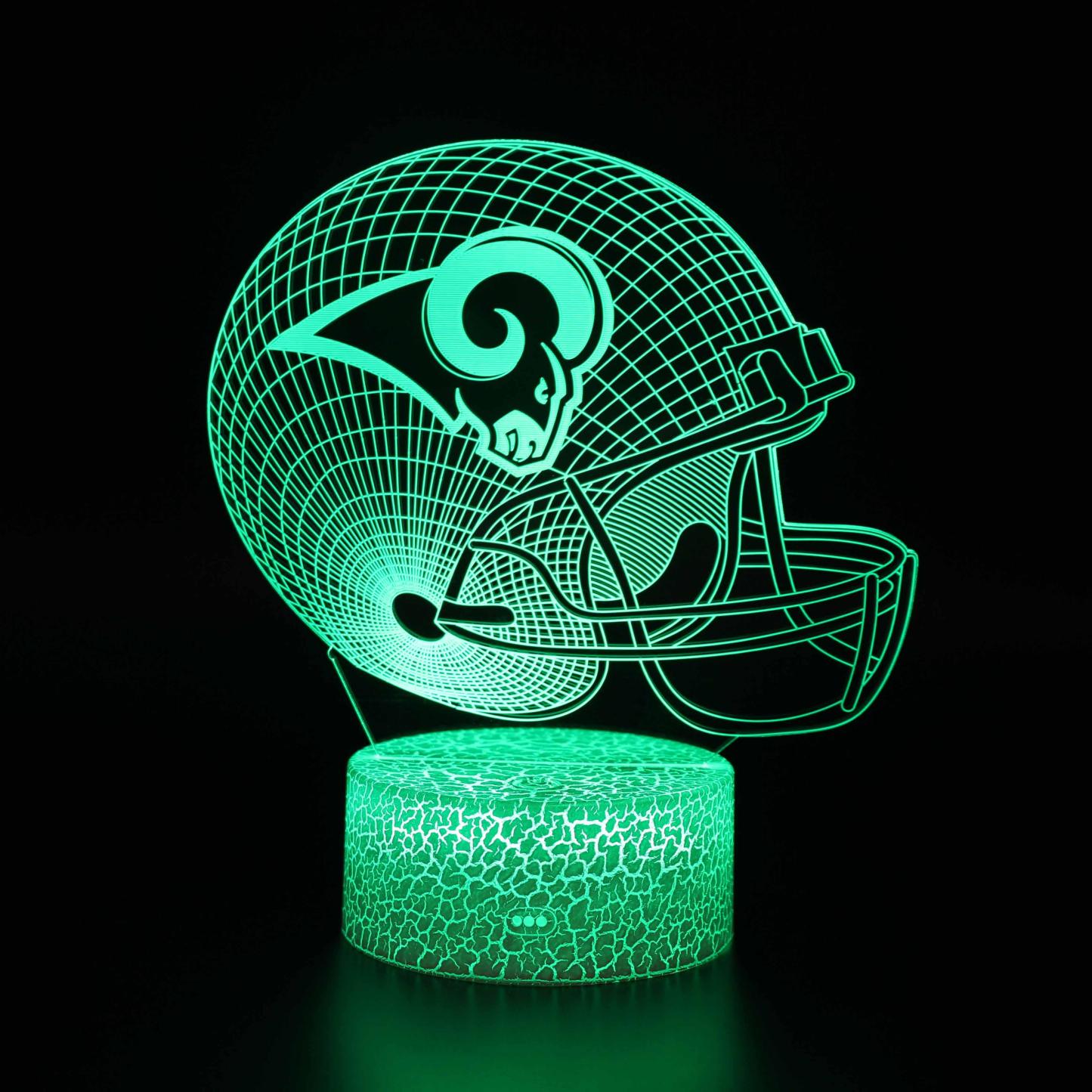 Los Angeles Rams Football Helmet 3D Optical Illusion Lamp - 3D Optical Lamp