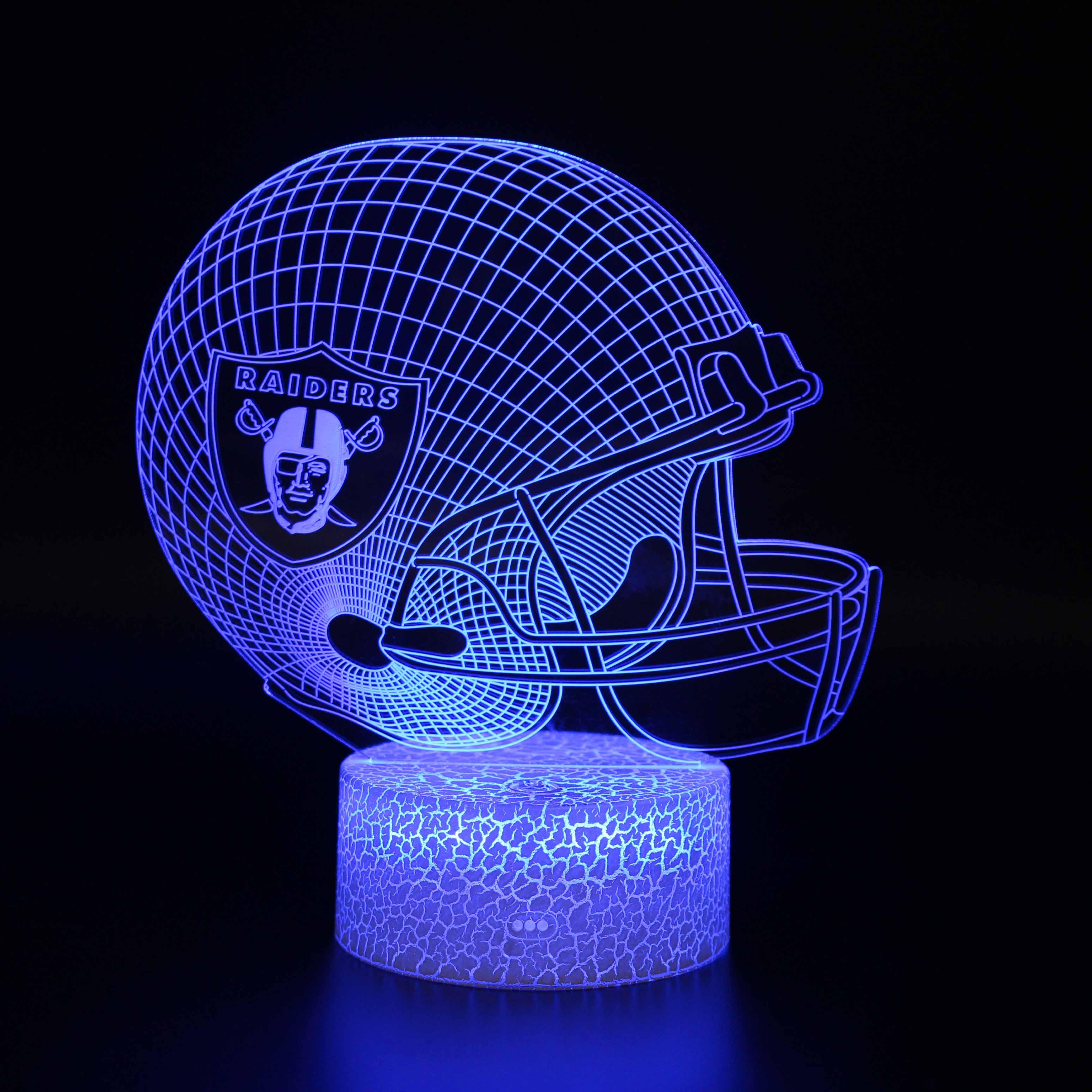 Las Vegas Raiders Football Helmet 3D Optical Illusion Lamp - 3D Optical Lamp