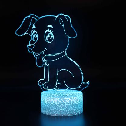 Puppy 3D Optical Illusion Lamp with Remote Control and 7 LED Color-3D Optical Lamp