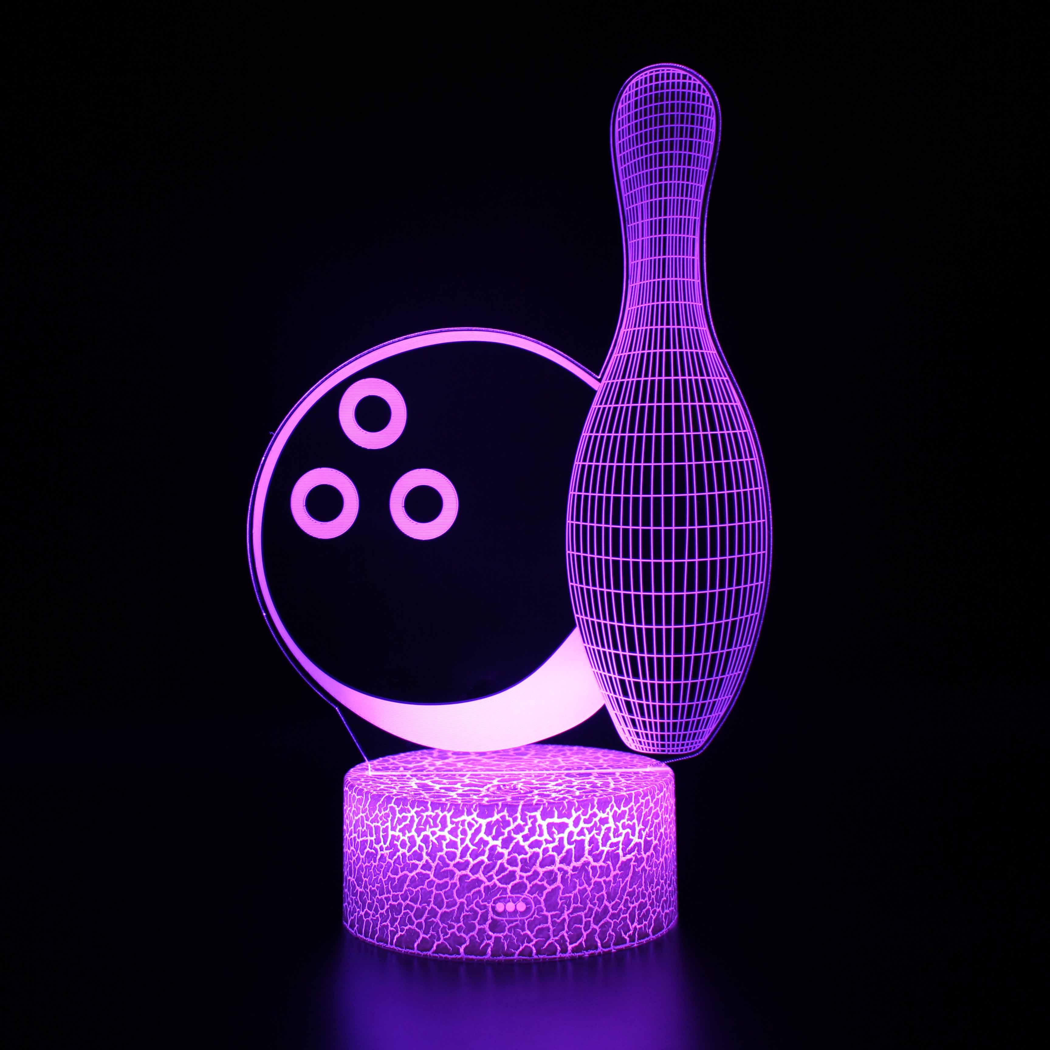 Bowling Pin & Ball 3D Optical Illusion Lamp - 3D Optical Lamp