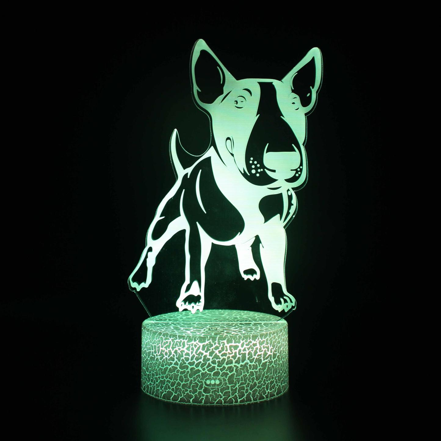 Bull Terrier Dog 3D Optical Illusion Lamp - 3D Optical Lamp