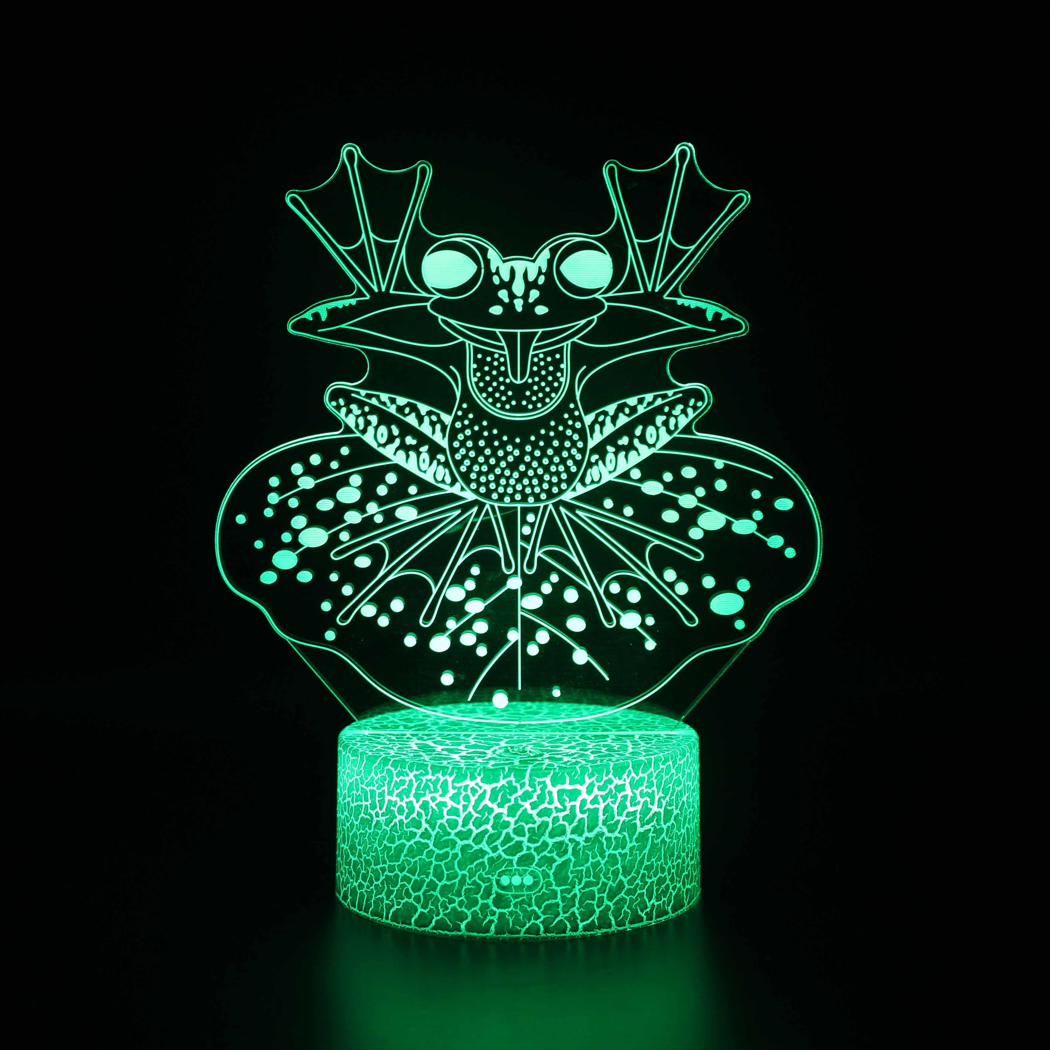 Animated Funny Frog On Lillypad 3D Optical Illusion Lamp - 3D Optical Lamp