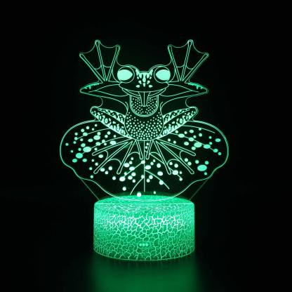Animated Frog Lillypad Lamp 3D Optical Illusion LED Light-3D Optical Lamp