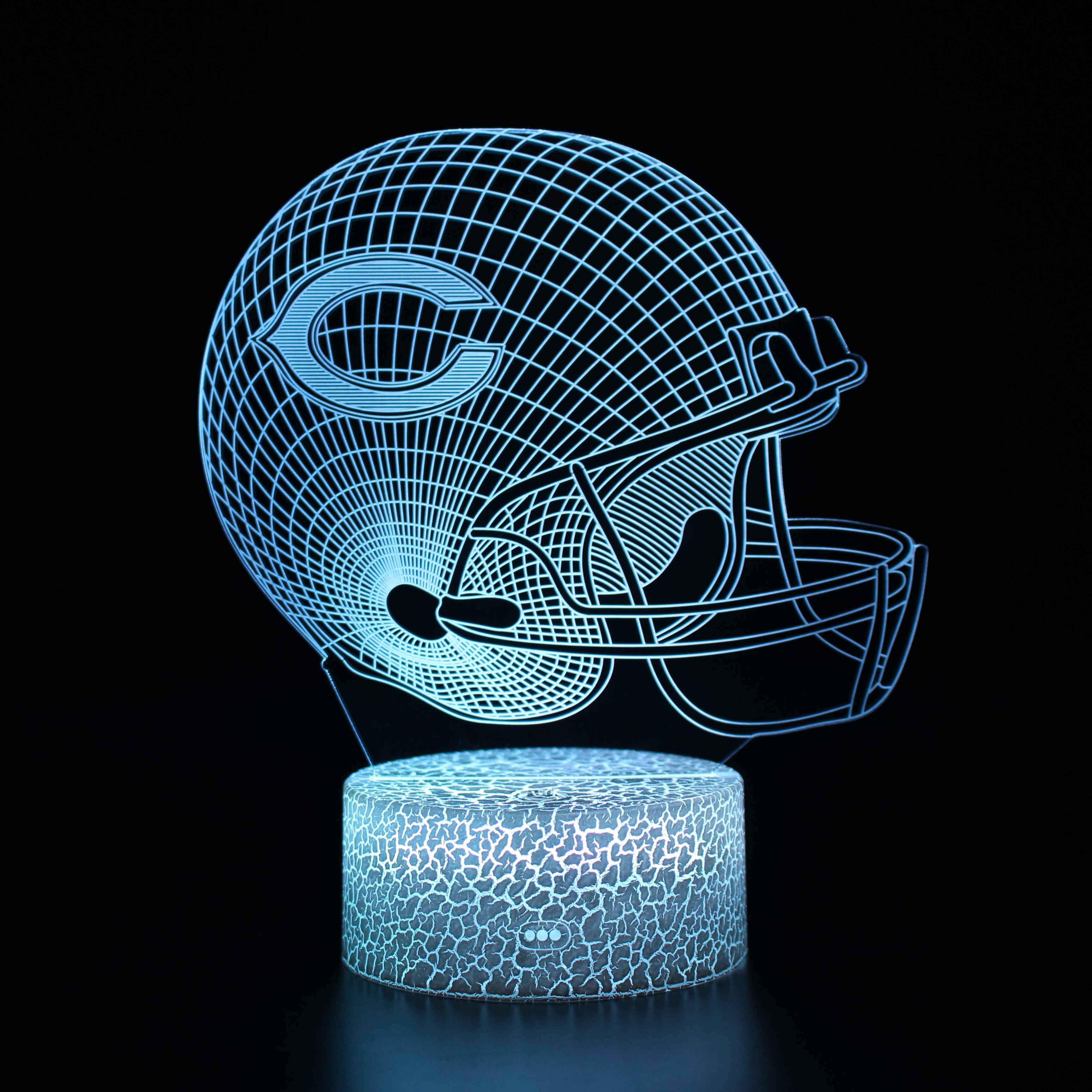 Chicago Bears Football Helmet 3D Optical Illusion Lamp - 3D Optical Lamp