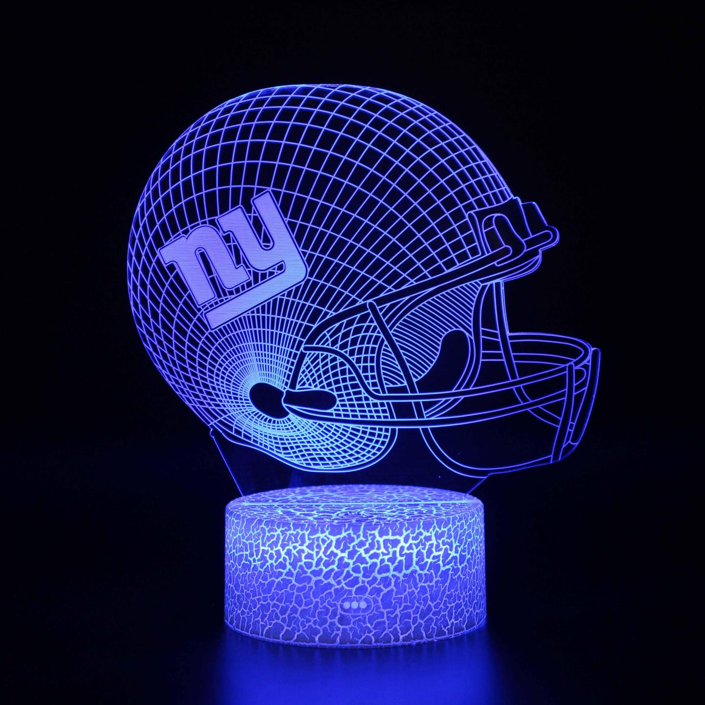 New York Giants Football Helmet 3D Optical Illusion Lamp - 3D Optical Lamp