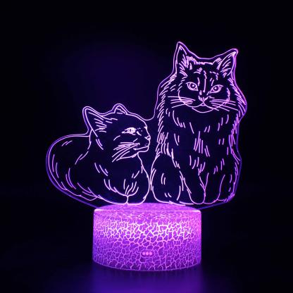 Cat Mom & Baby 3D Optical Illusion Lamp - 3D Optical Lamp