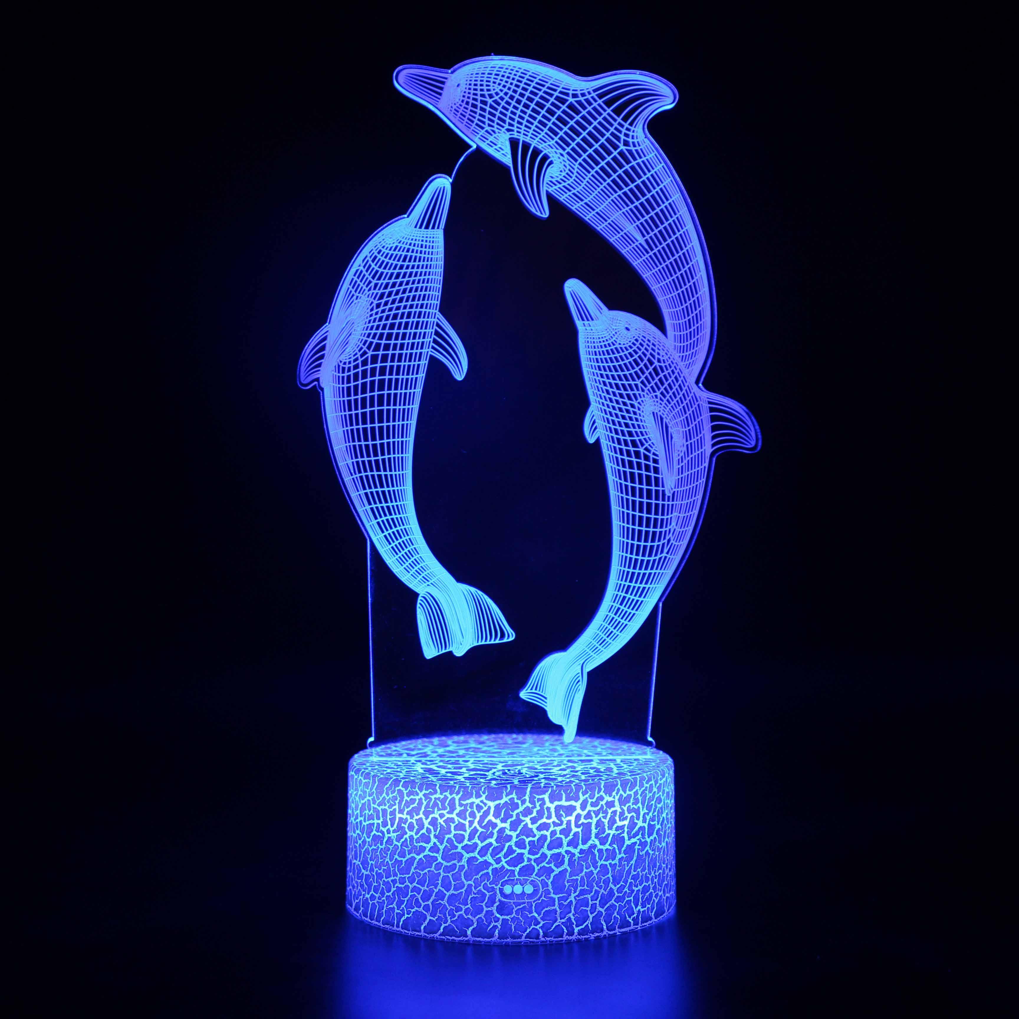 Realistic Dolphin Marine Life 3D Optical Illusion Lamp-3D Optical Lamp