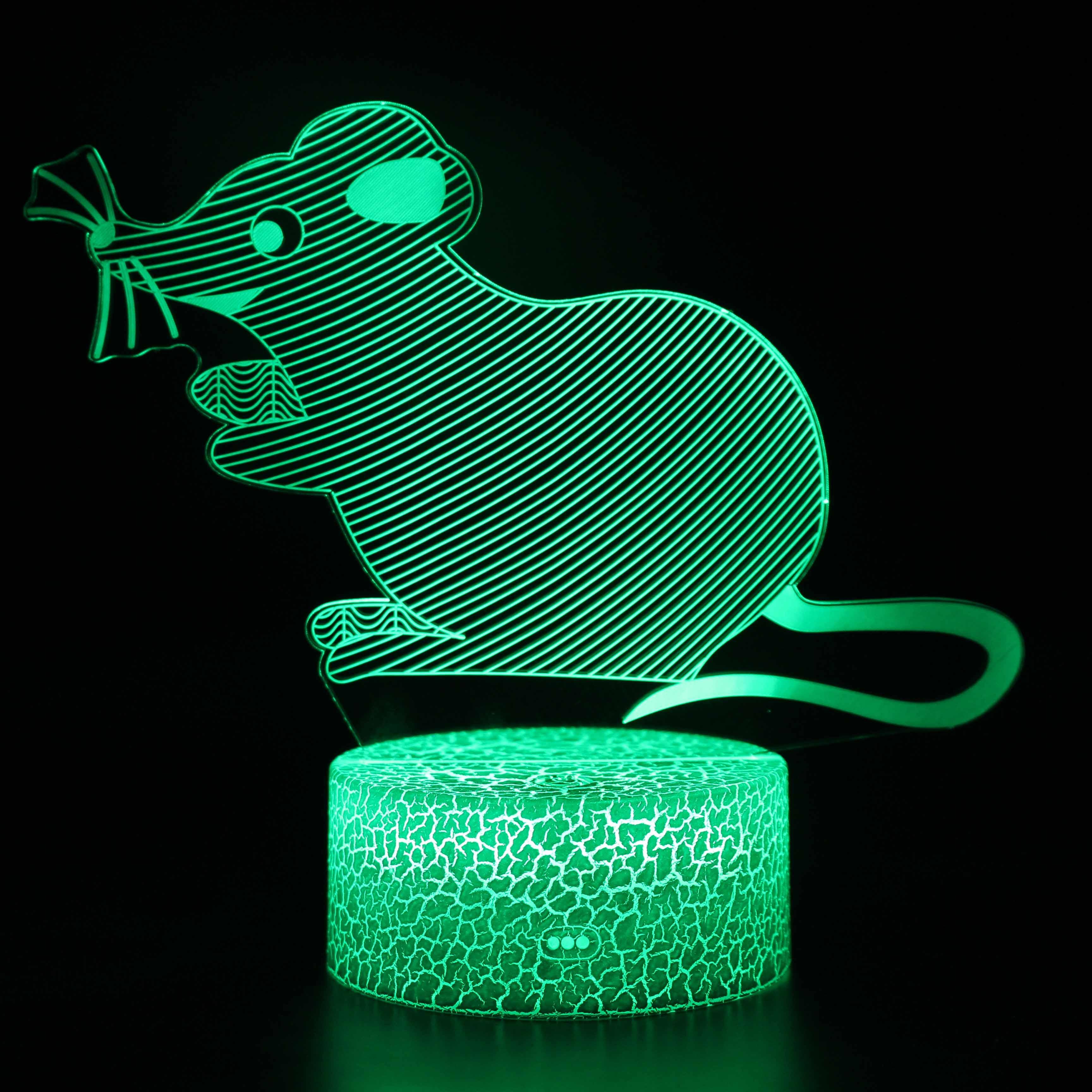 Zodiac Mouse Night Lamp | 3D Optical LED Animal Light for Kids & Decor-3D Optical Lamp