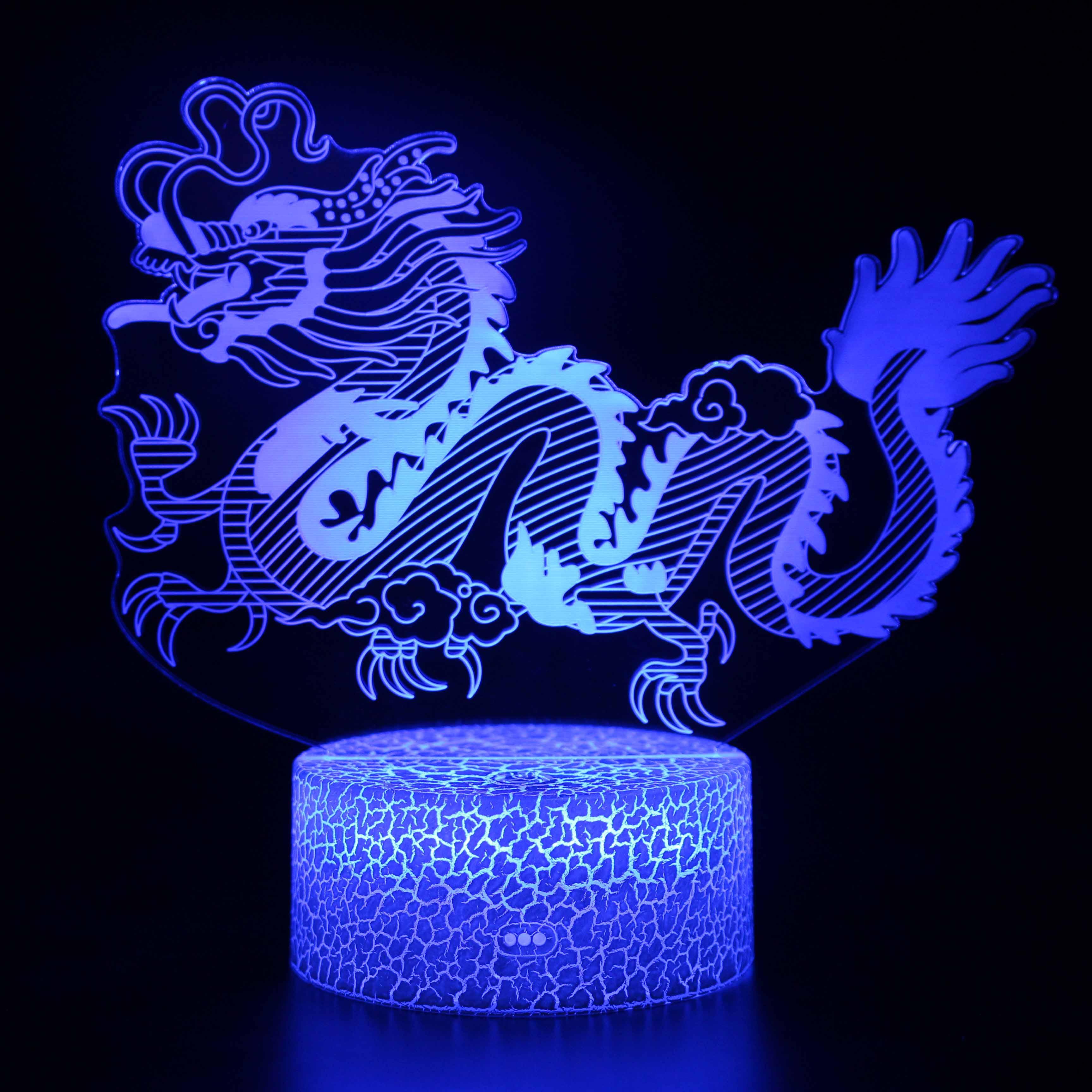 Abstract Blue Dragon Lamp Bring Mythical Magic to Your Space-3D Optical Lamp