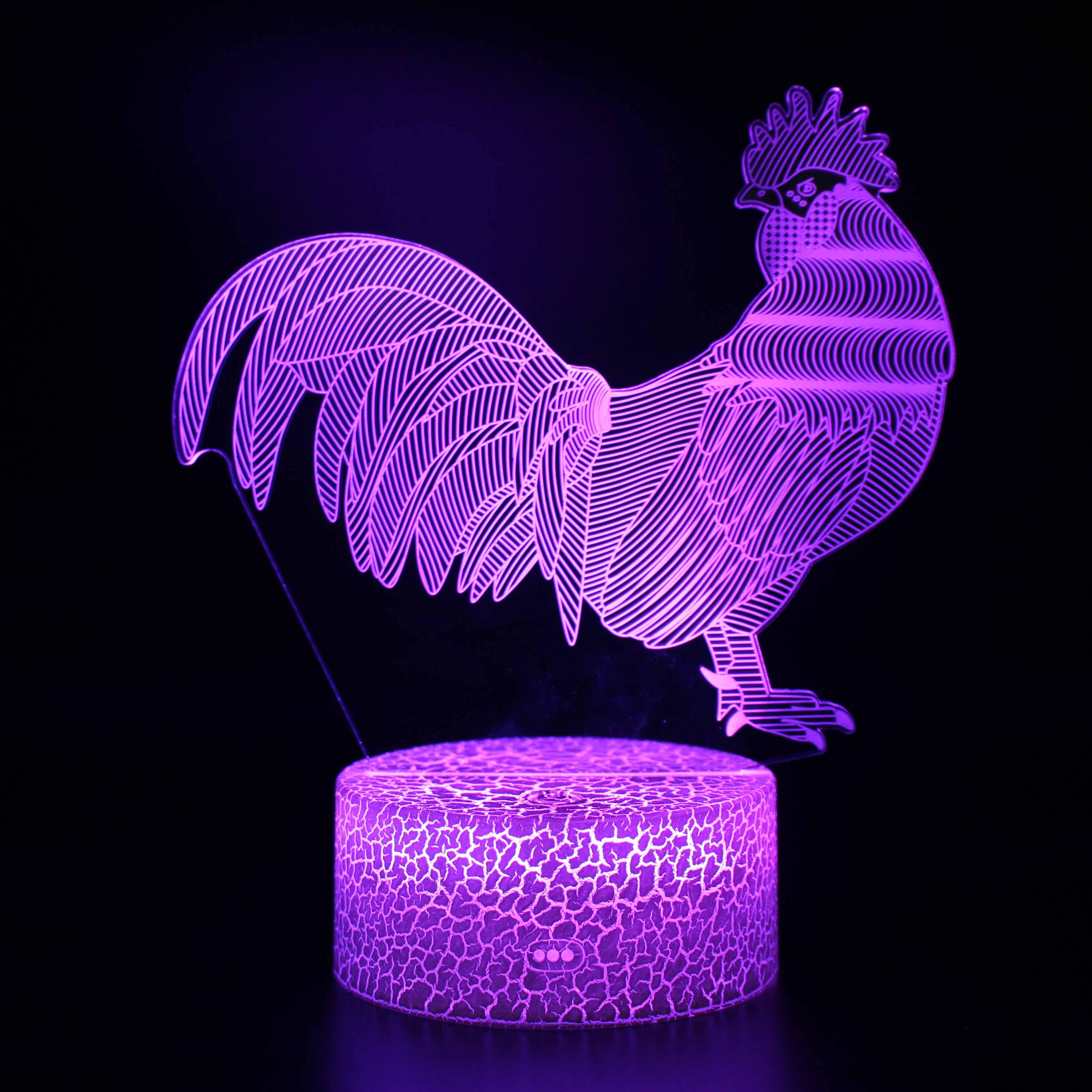 Abstract Zodiac Hen Lamp Celebrate Strength and Style with Light-3D Optical Lamp