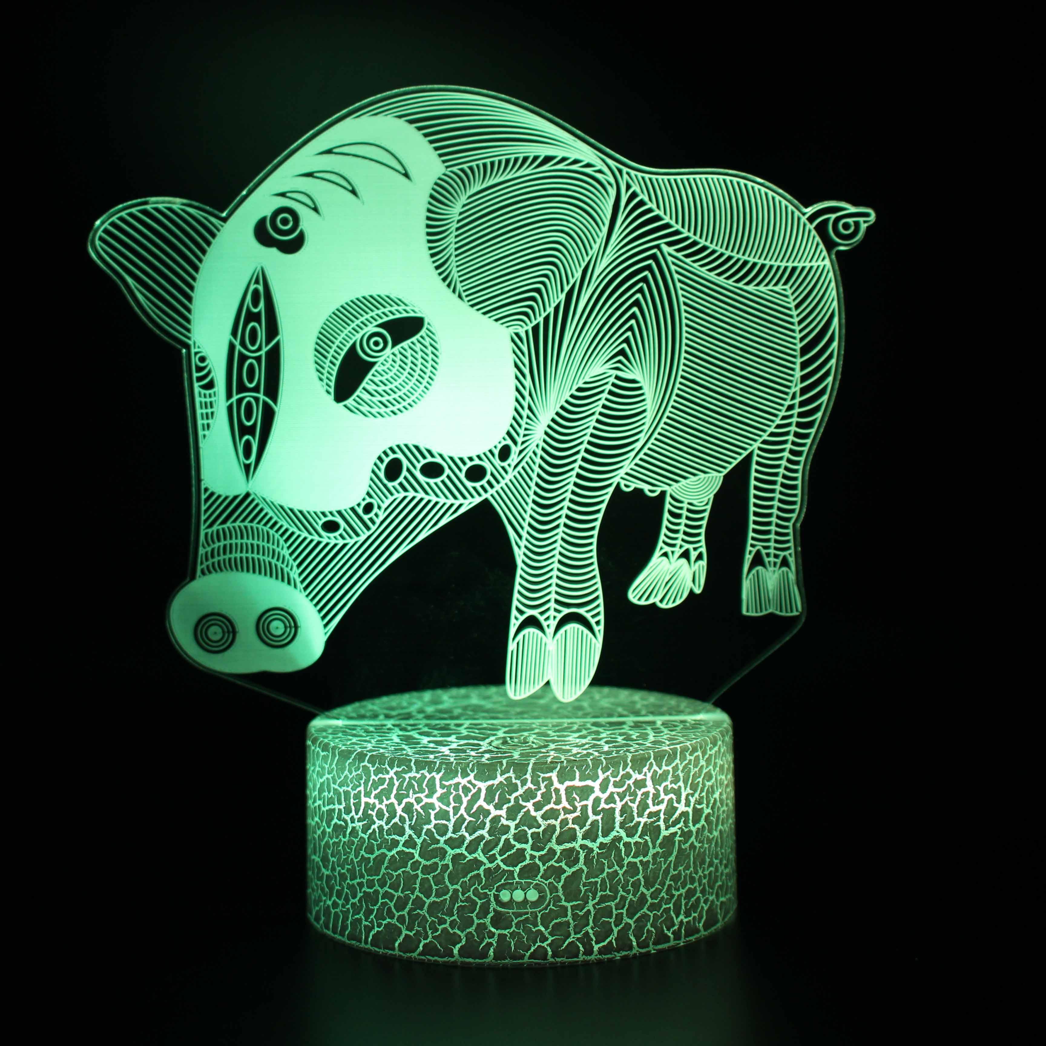 Abstract Zodiac Ox Lamp Strength and Spirit in 3D Light-3D Optical Lamp
