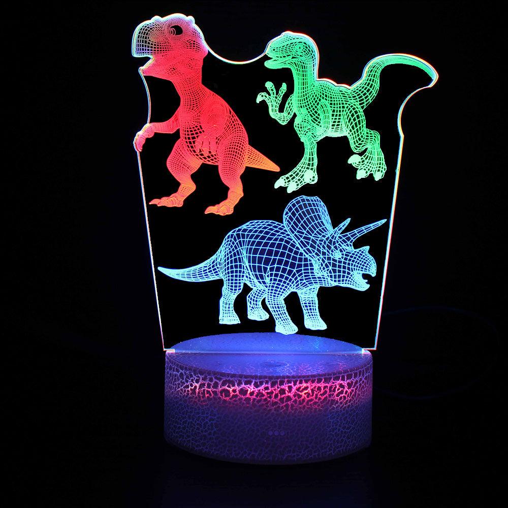Three Colorful Dinosaur 3D Optical Illusion Lamp For Decor And Lighting-3D Optical Lamp