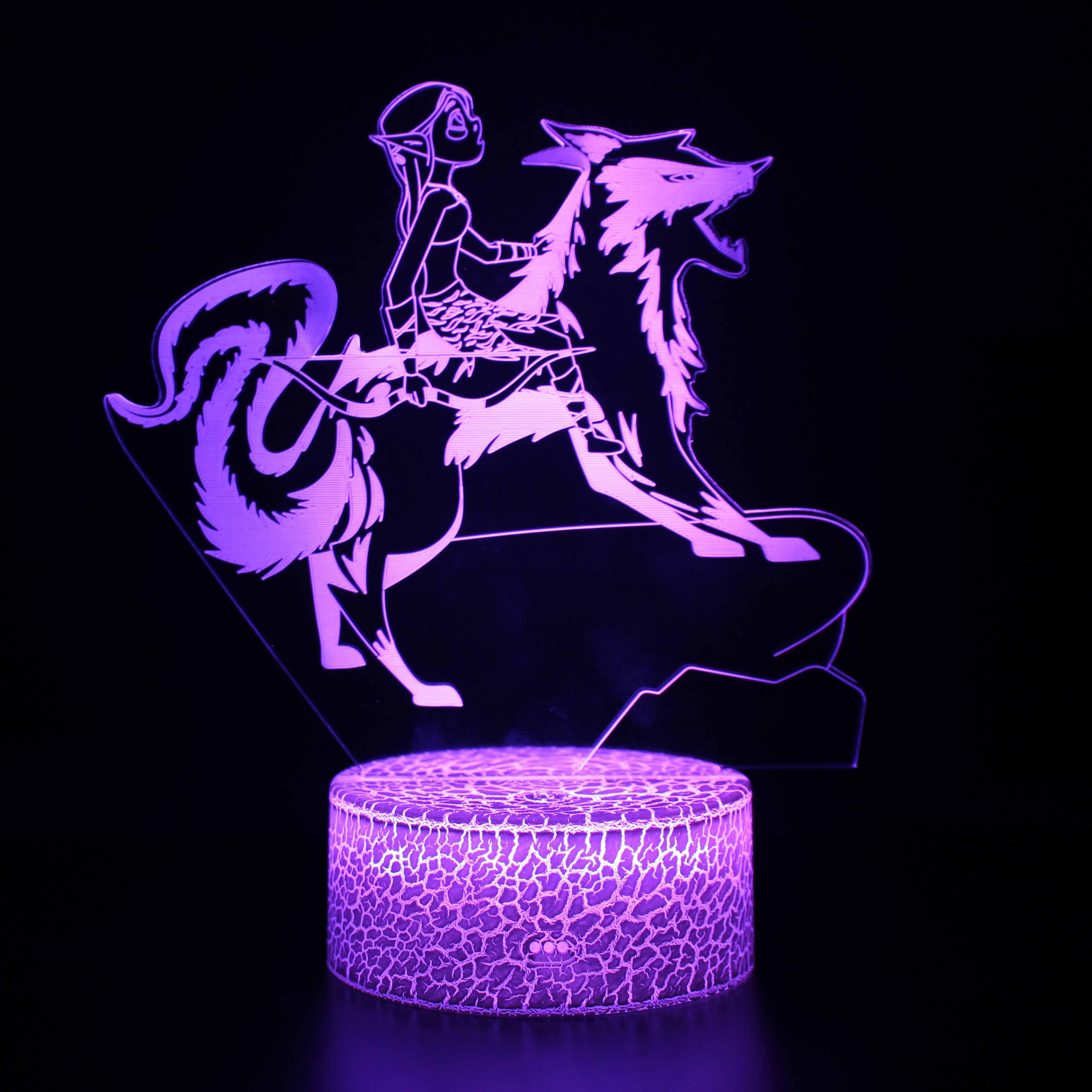 Abstract Warrior on Wolf Optical Illusion Lamp - 3D Optical Lamp