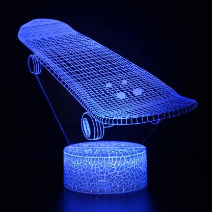 Skateboard 3D Optical Illusion Lamp - 3D Optical Lamp