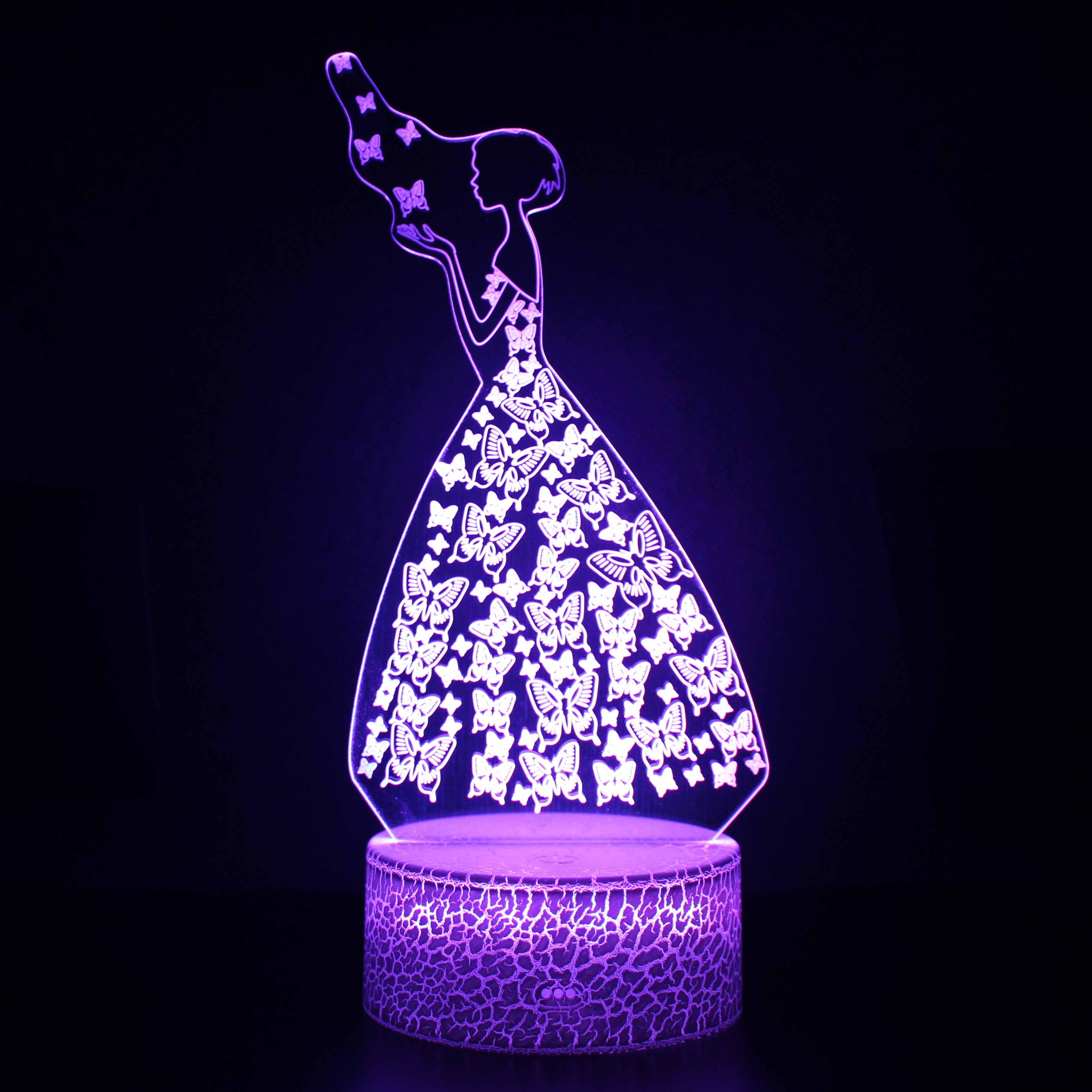 Butterfly Fairy 3D Optical Illusion Lamp - 3D Optical Lamp
