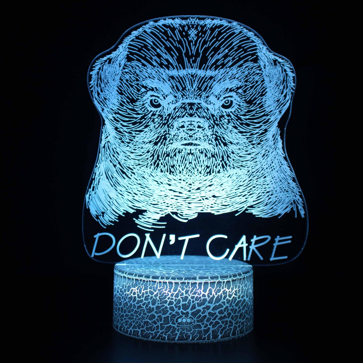 Don't Care Fuzzy Dog 3D Optical Illusion Lamp - 3D Optical Lamp