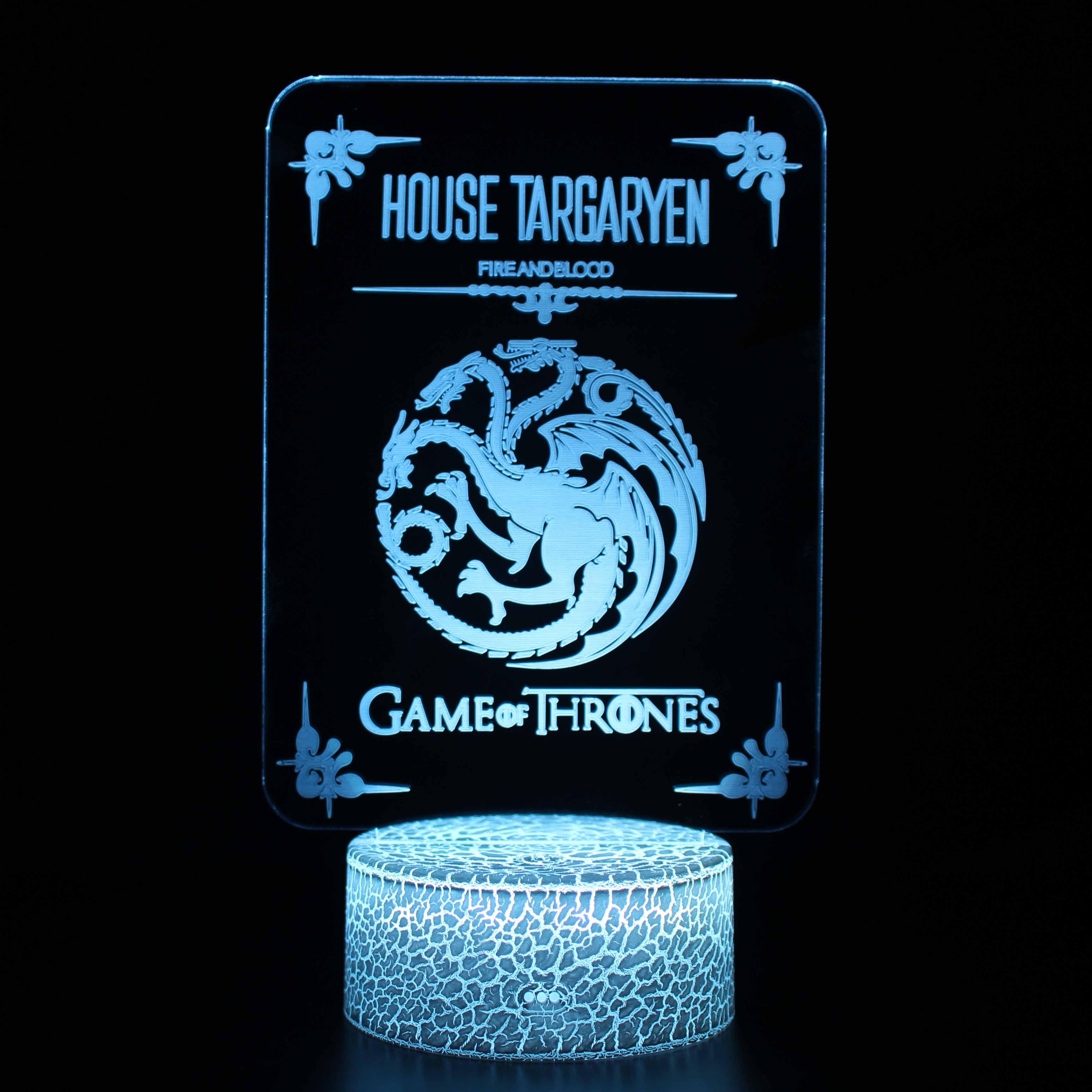 Game Of Thrones House Targaryen 3D Optical Illusion Lamp - 3D Optical Lamp