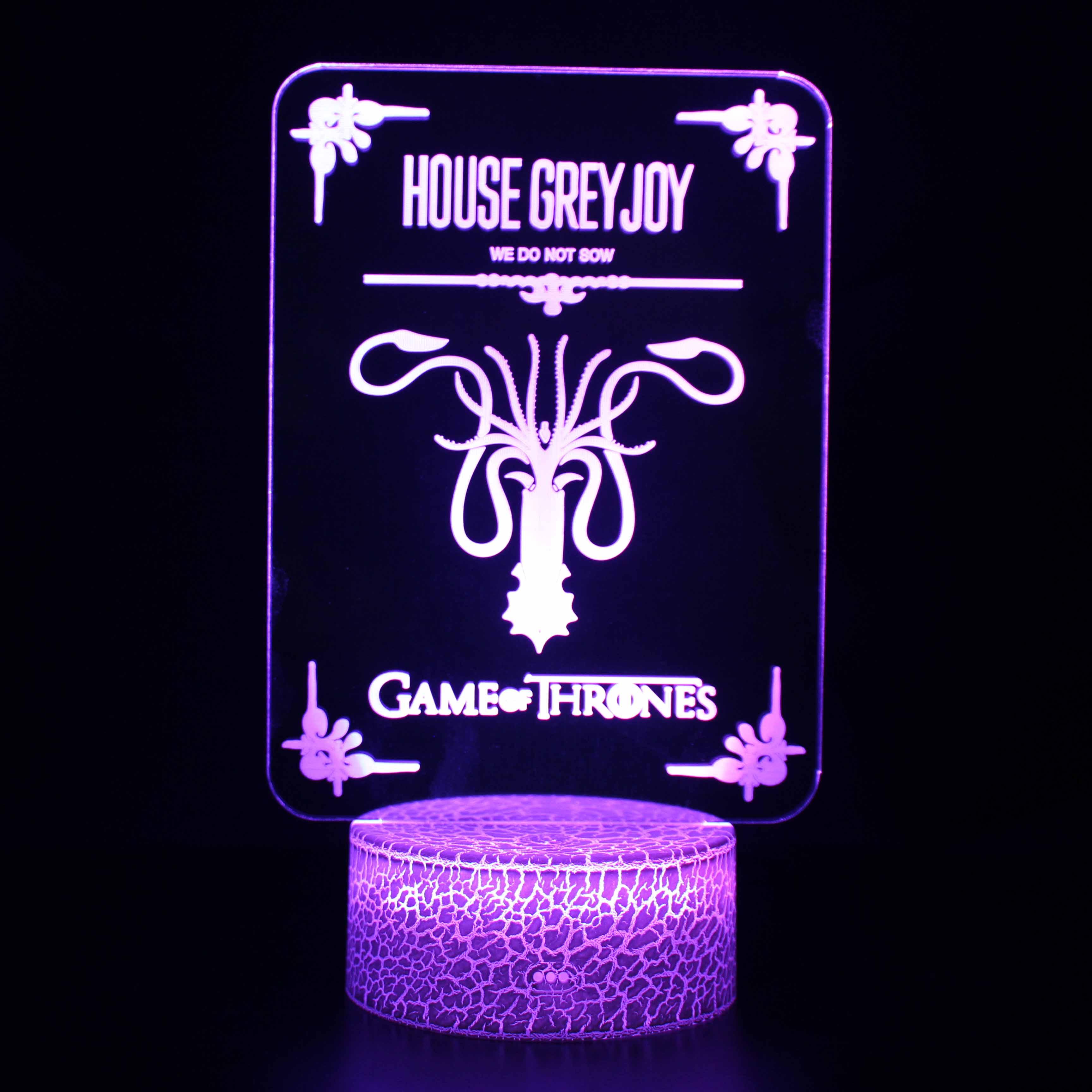 Game Of Thrones House Grey Joy 3D Optical Illusion Lamp - 3D Optical Lamp