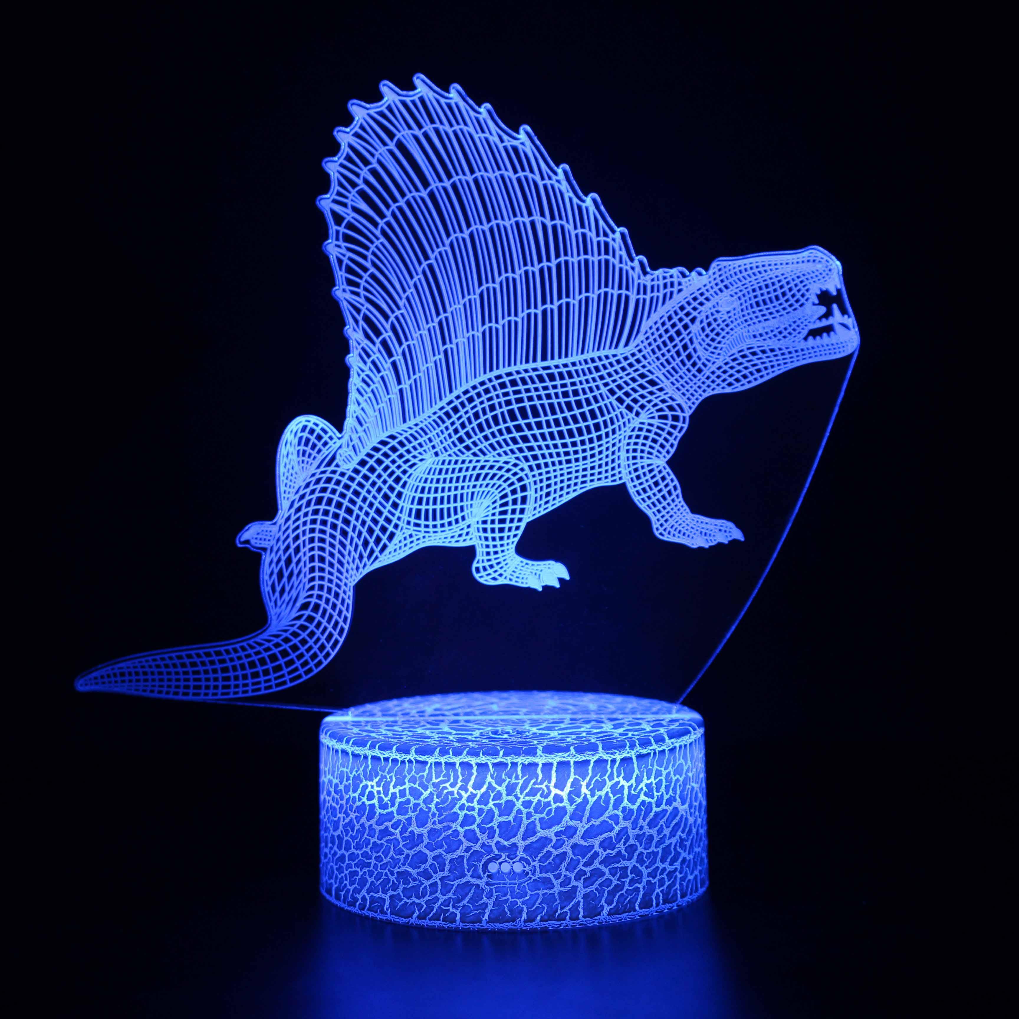 Realistic Dimetrodon Dinosaur 3D Optical Illusion Lamp-3D Optical Lamp