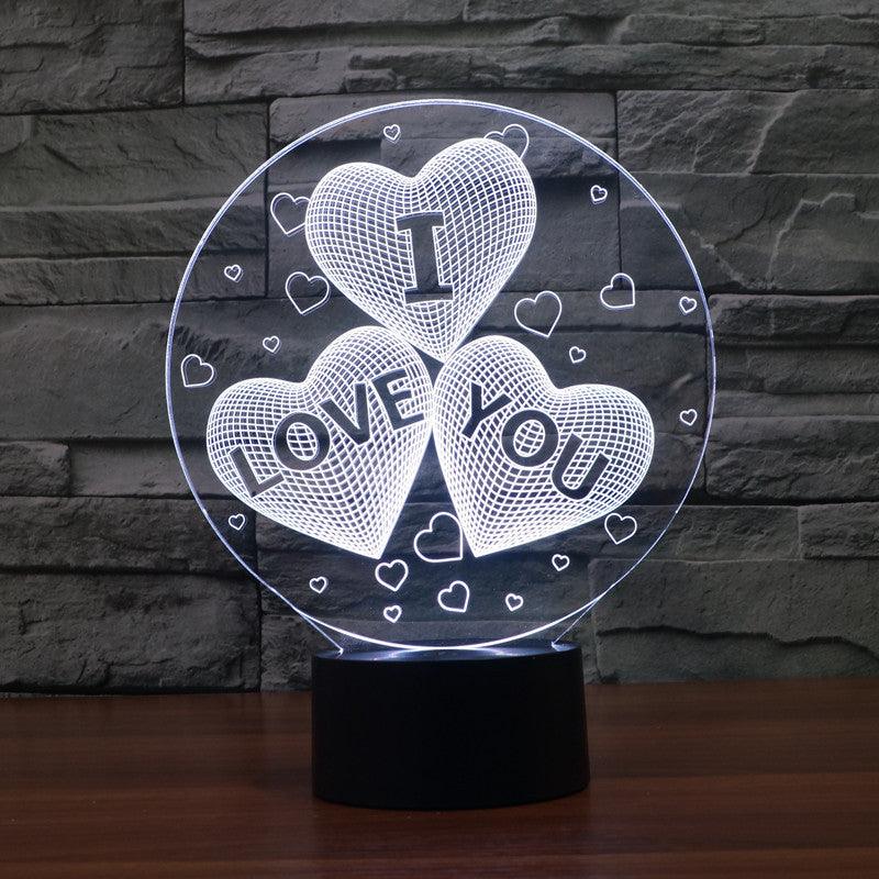 I Love You Sculpture 3D Optical Illusion Lamp - 3D Optical Lamp