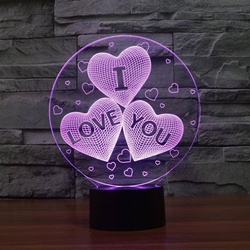 I Love You Sculpture 3D Optical Illusion Lamp - 3D Optical Lamp