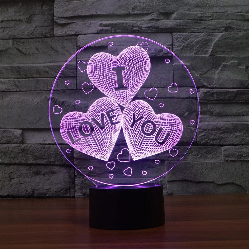 I Love You Sculpture 3D Optical Illusion Lamp - 3D Optical Lamp
