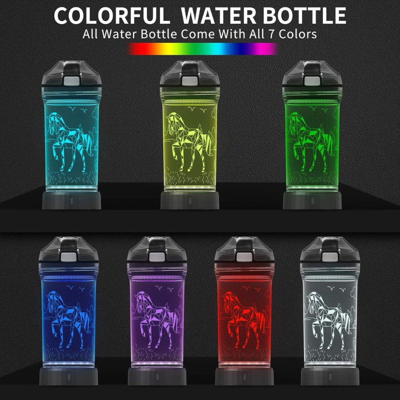 3D Glowing Horse Design LED Water Bottle-3D Optical Lamp